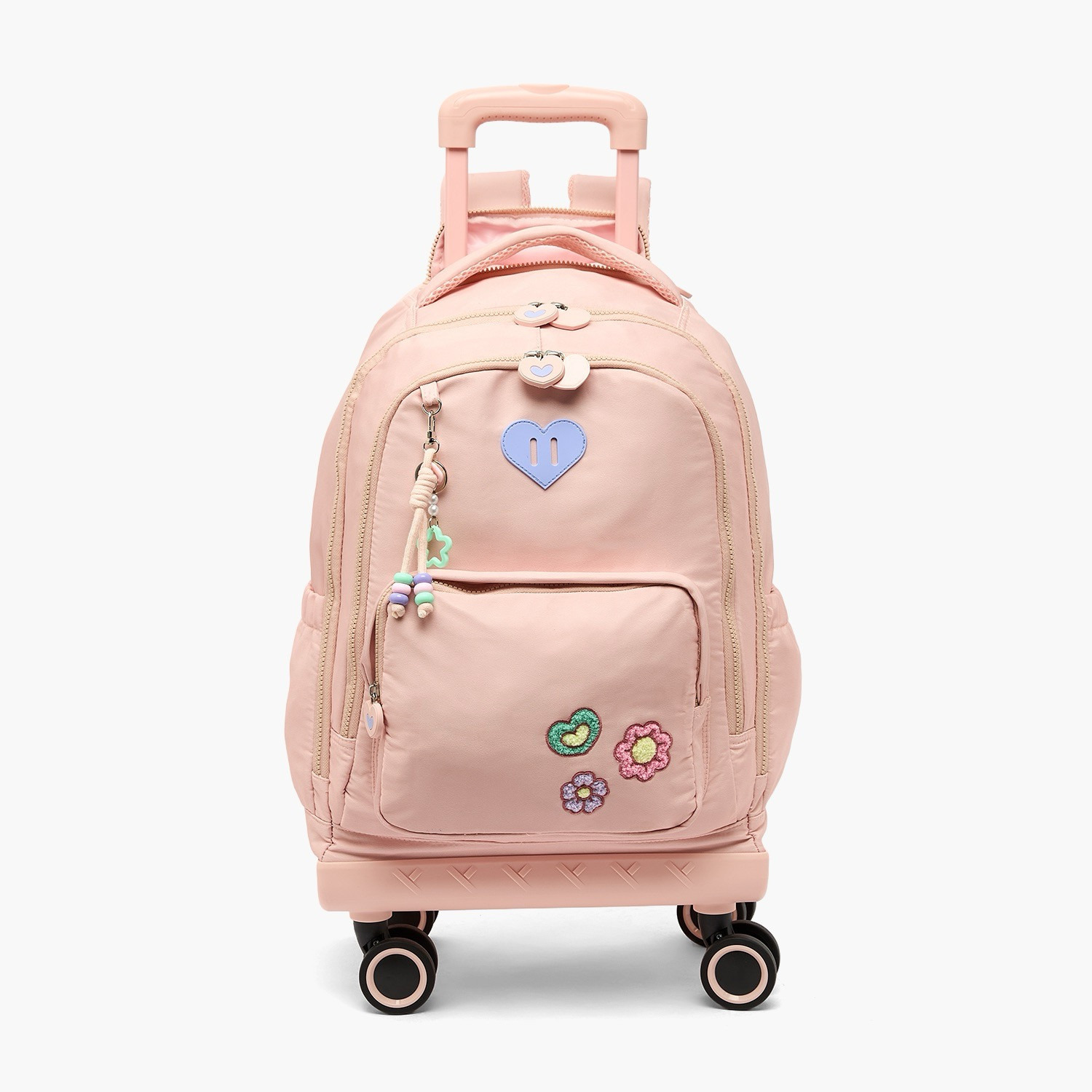 شنطة ترولي بتطريز أزهار ومقبض قابل للسحب للبنات من 8 - 12 سنة من جونيورز - 18 بوصة-school-bagsandbackpacks-trolleybags-image-1