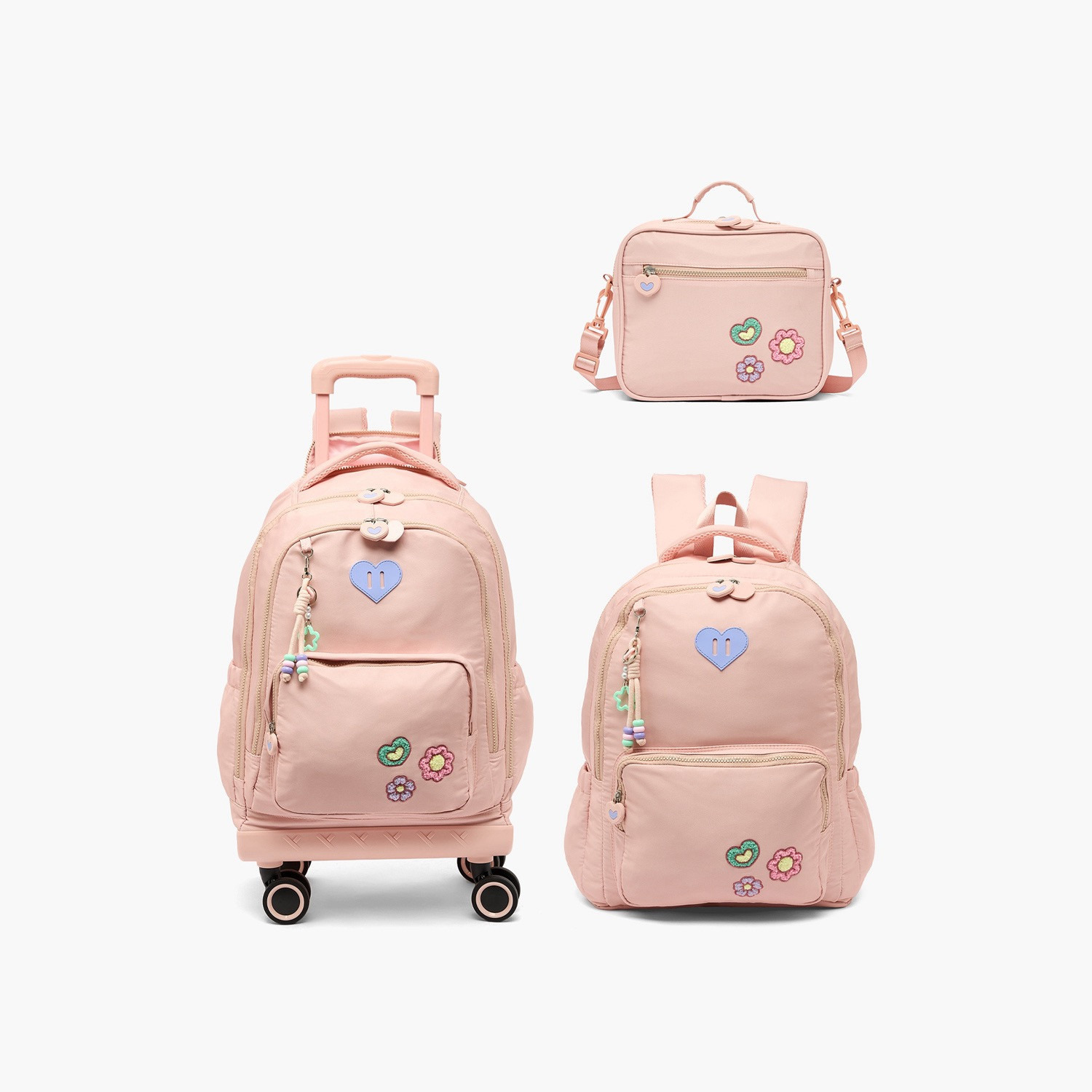 شنطة ترولي بتطريز أزهار ومقبض قابل للسحب للبنات من 8 - 12 سنة من جونيورز - 18 بوصة-school-bagsandbackpacks-trolleybags-image-15