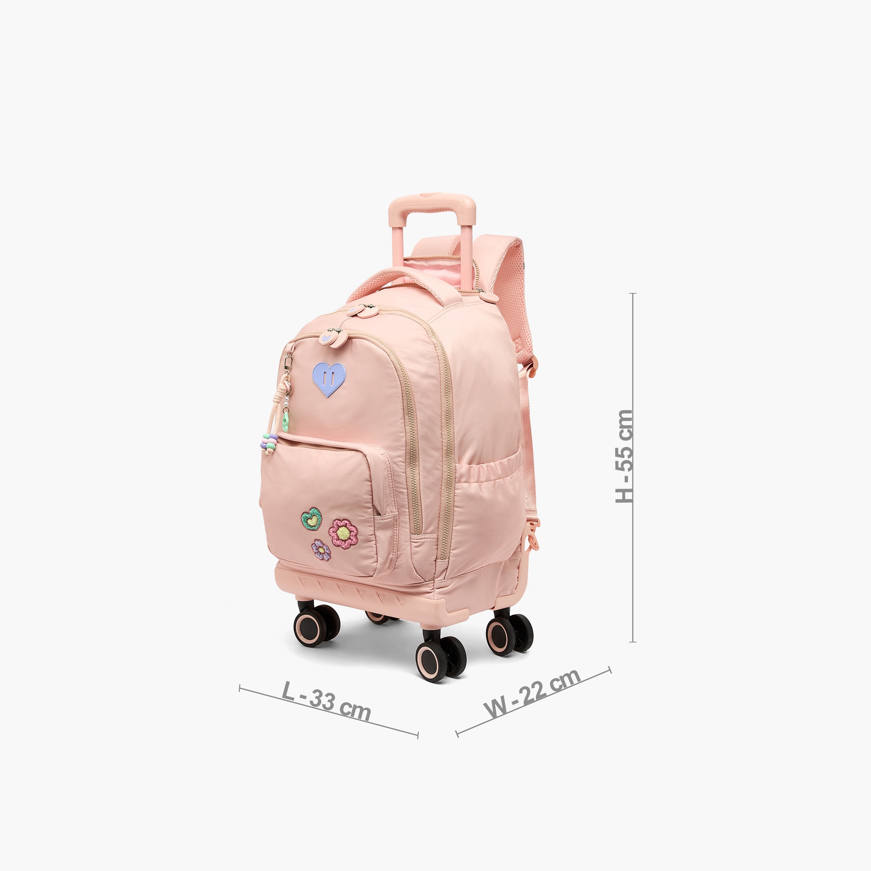 شنطة ترولي بتطريز أزهار ومقبض قابل للسحب للبنات من 8 - 12 سنة من جونيورز - 18 بوصة-school-bagsandbackpacks-trolleybags-image-9