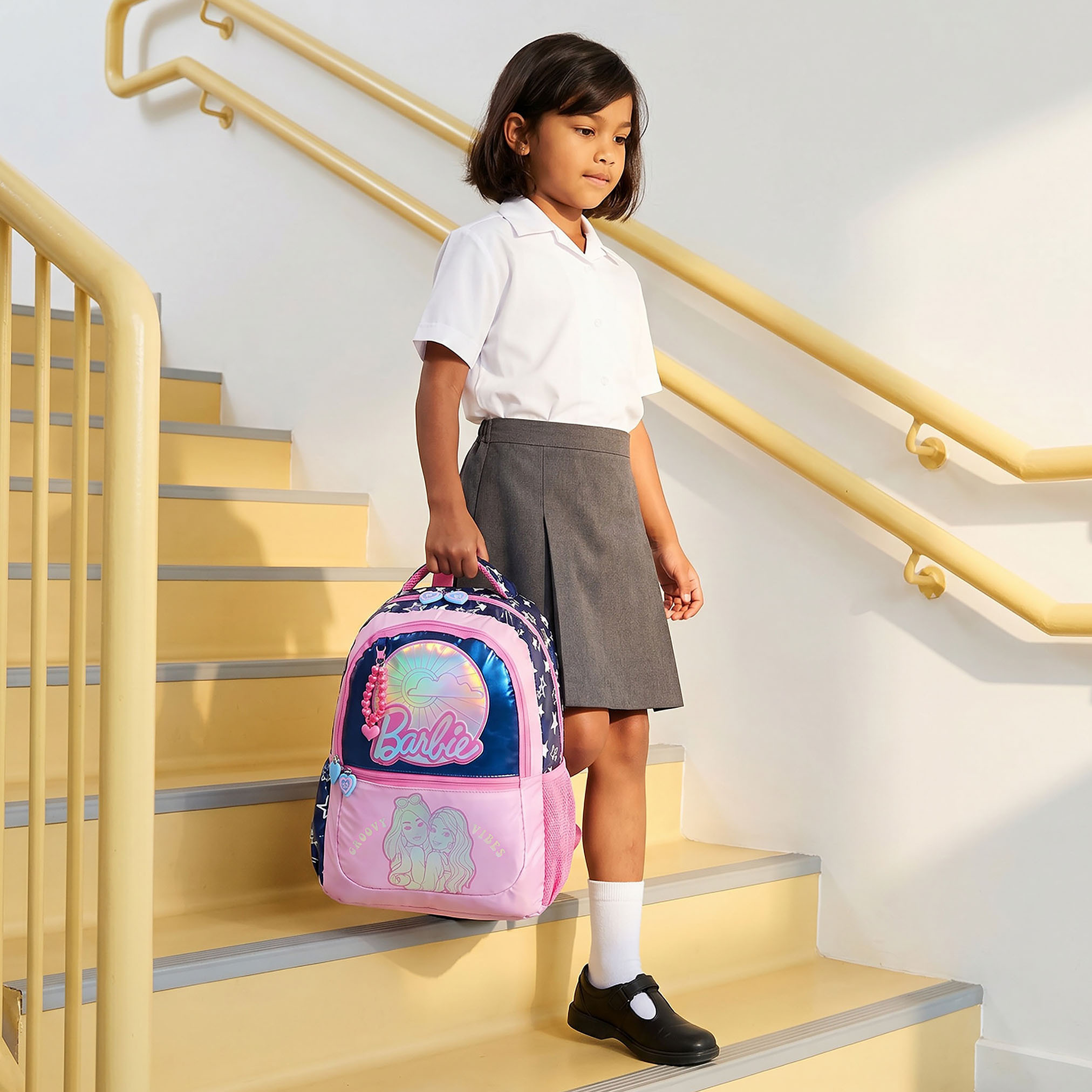 Barbie Print Backpack for Girls 5-8 Years with Padded Straps - 16 inches-school-bagsandbackpacks-backpacks-image-4