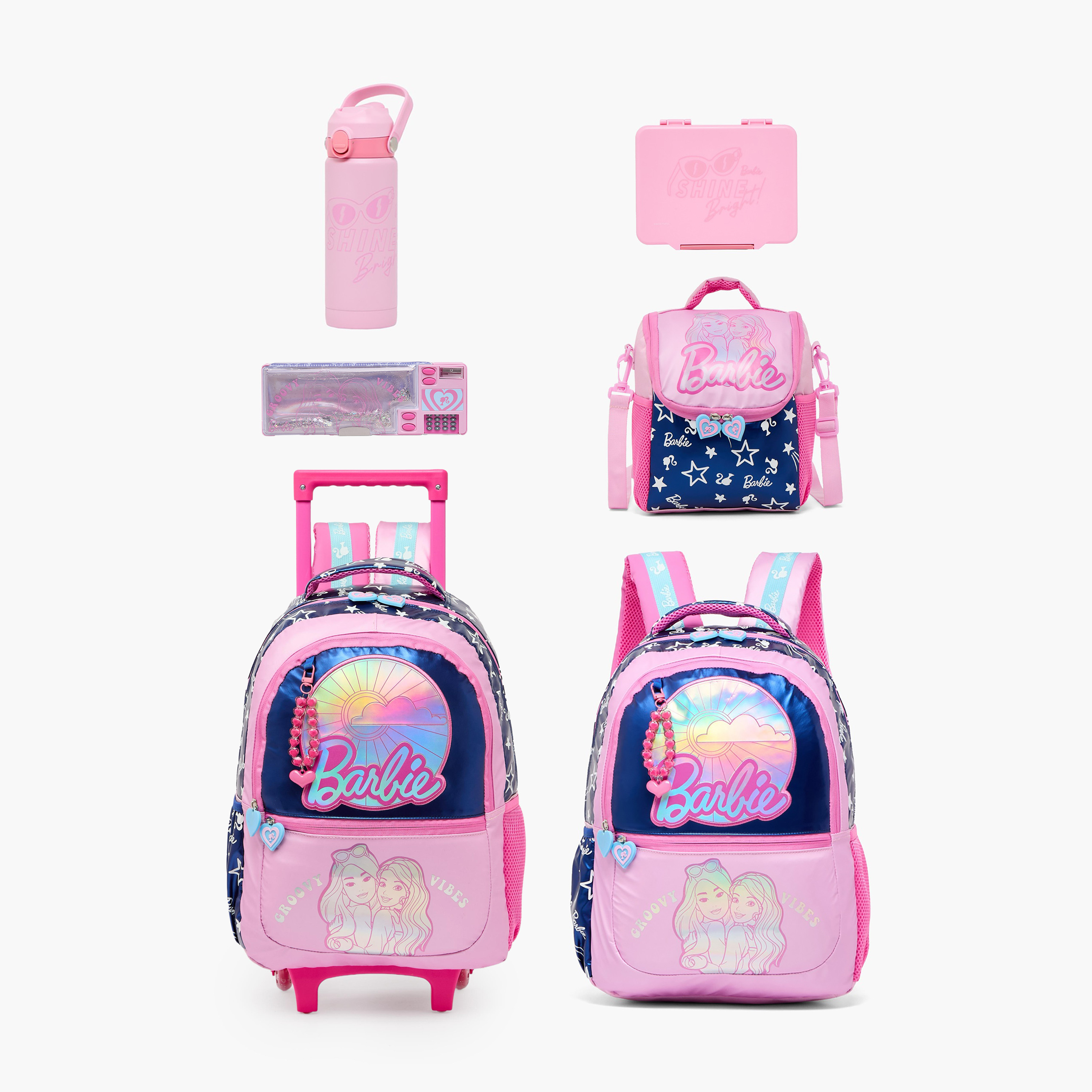 مقلمة بآلة حاسبة وطبعات جليتر من باربي-school-stationery-pencilcases-image-11