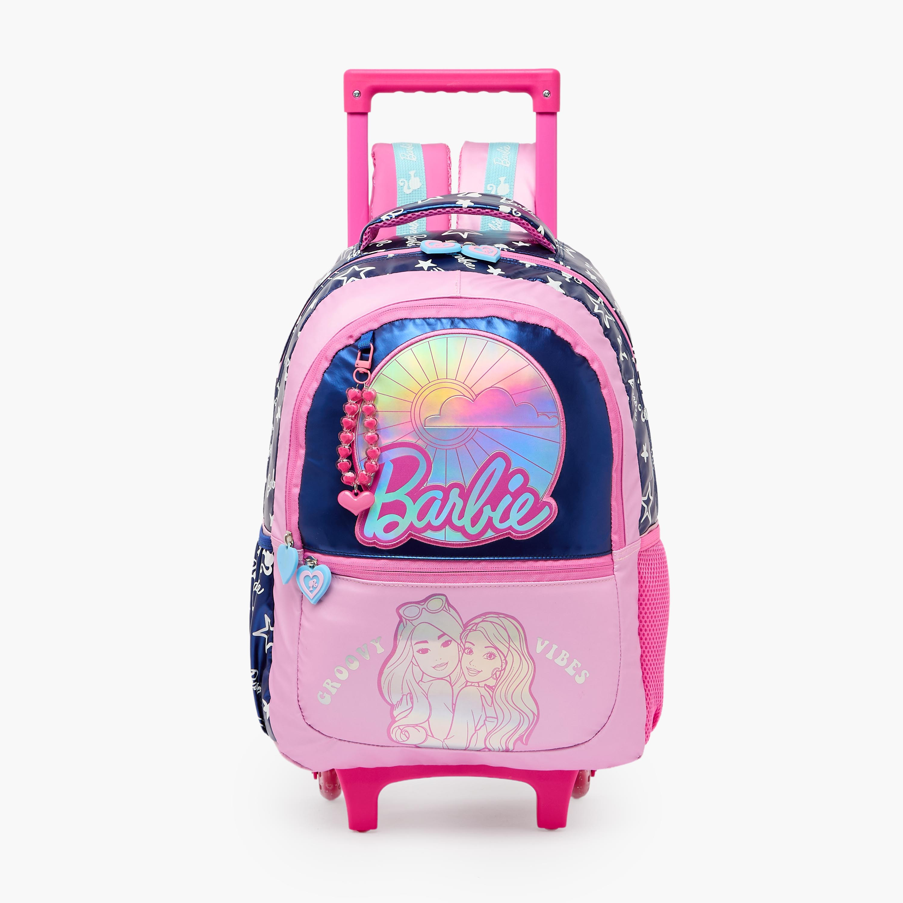 شنطة ترولي بطبعات باربي ومقبض قابل للسحب للبنات من 5-8 سنوات - 16 بوصة-school-bagsandbackpacks-trolleybags-image-1