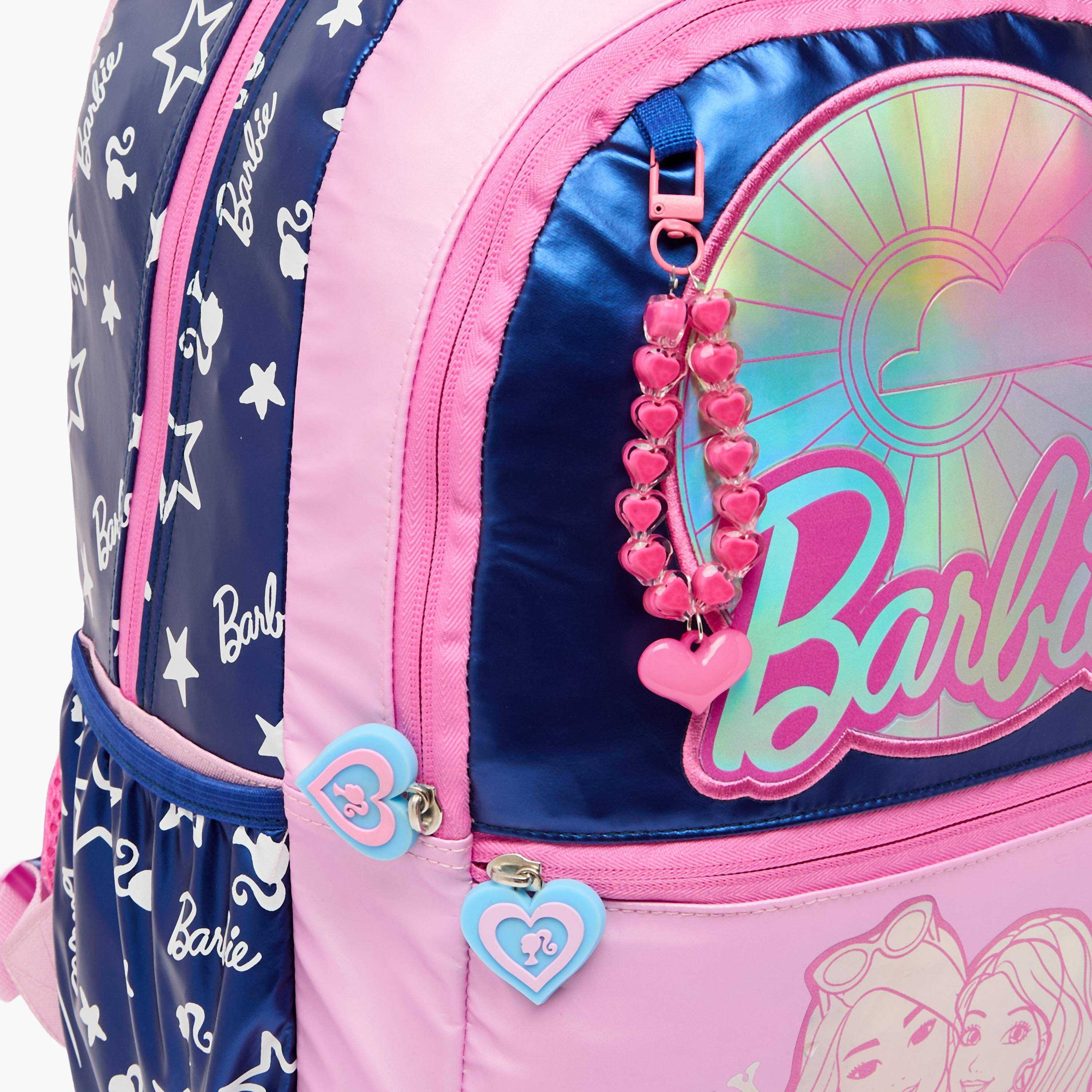 شنطة ترولي بطبعات باربي ومقبض قابل للسحب للبنات من 5-8 سنوات - 16 بوصة-school-bagsandbackpacks-trolleybags-image-4