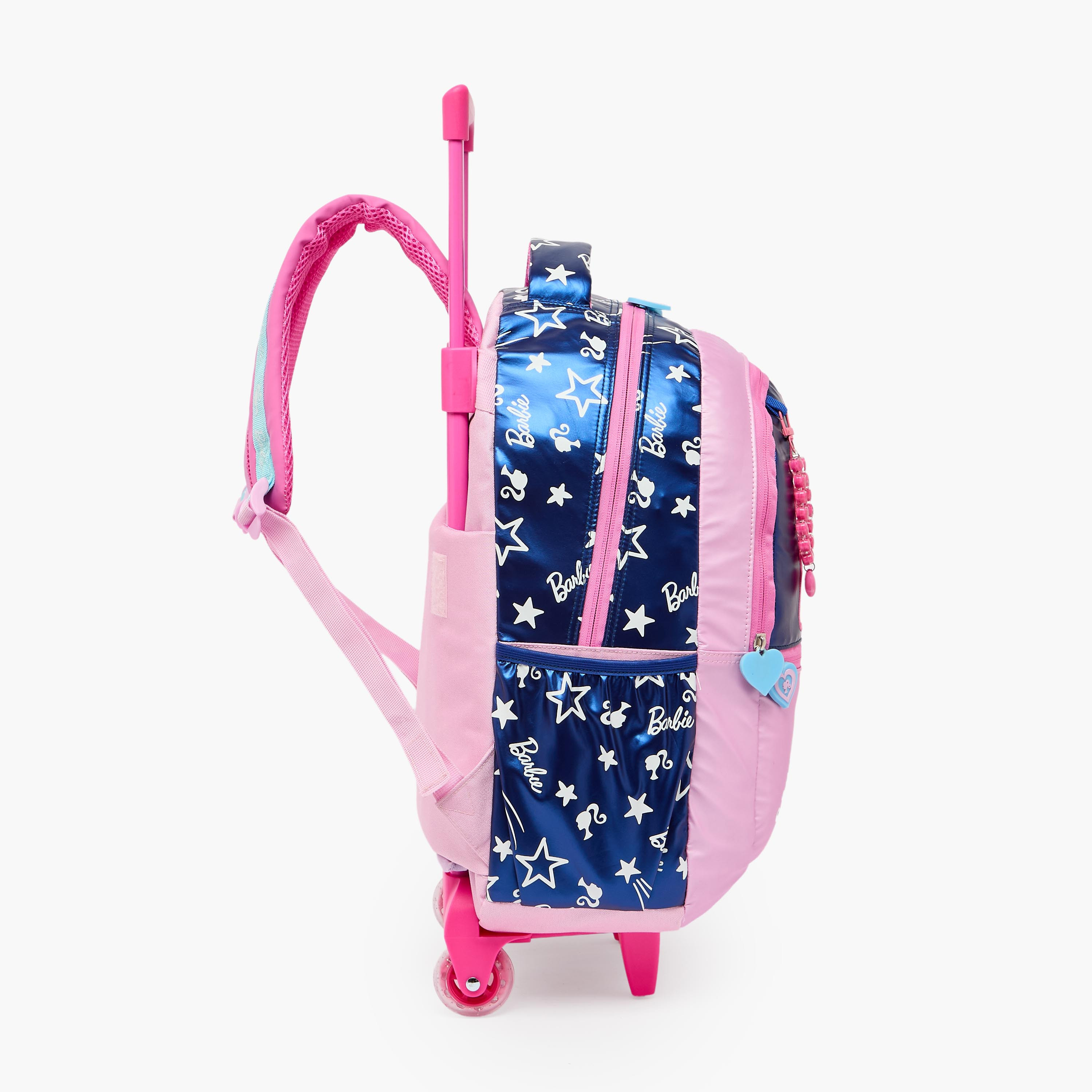 شنطة ترولي بطبعات باربي ومقبض قابل للسحب للبنات من 5-8 سنوات - 16 بوصة-school-bagsandbackpacks-trolleybags-image-8