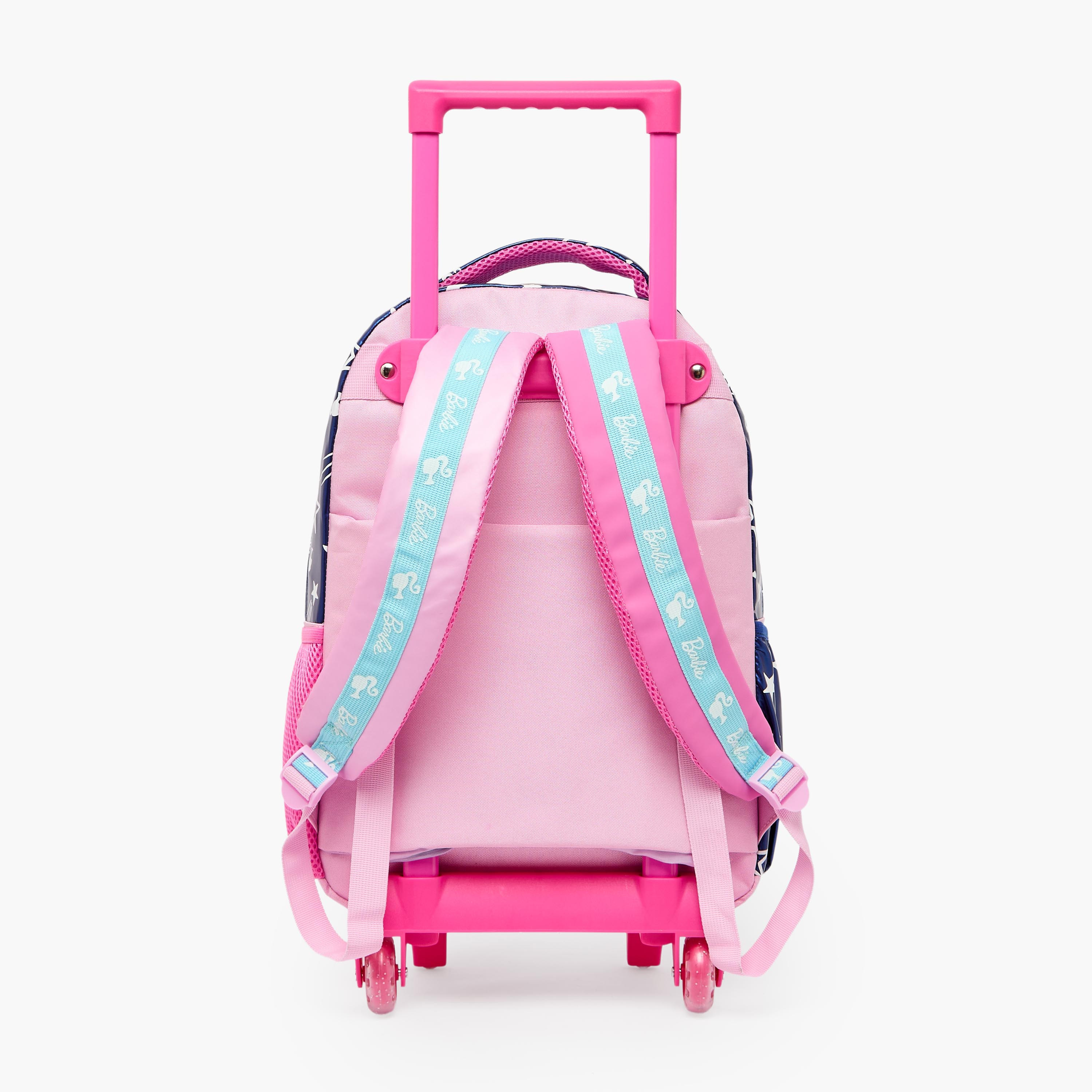 شنطة ترولي بطبعات باربي ومقبض قابل للسحب للبنات من 5-8 سنوات - 16 بوصة-school-bagsandbackpacks-trolleybags-image-9