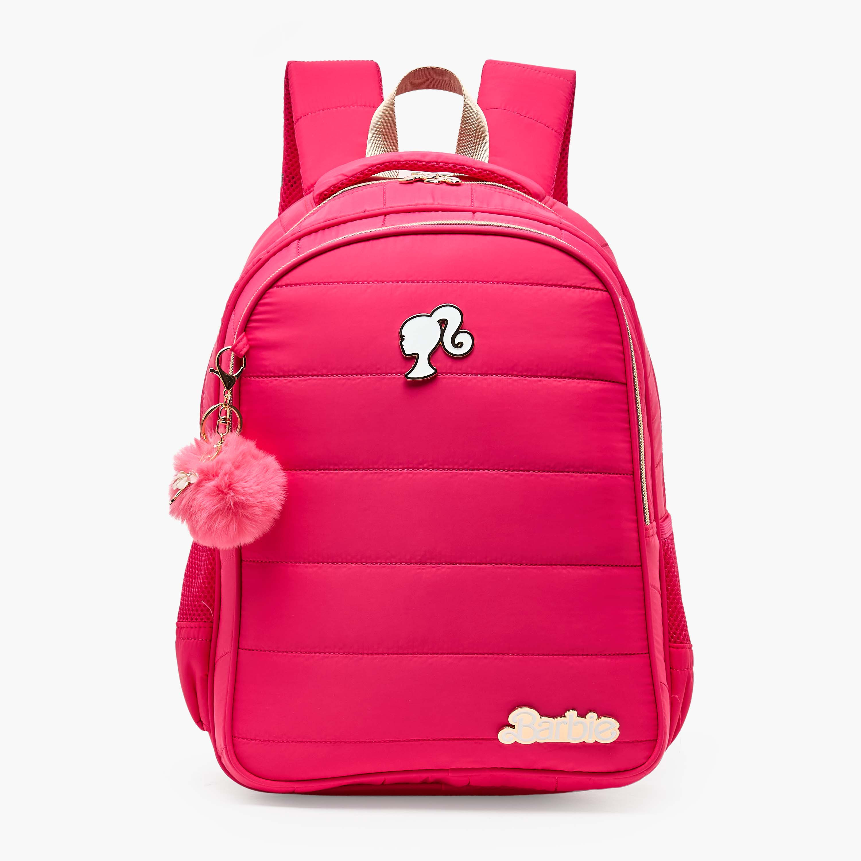 شنطة ظهر بنسجة بارزة للبنات من 8-12 سنة مع أحزمة مبطنة من باربي - 17 بوصة-school-bagsandbackpacks-backpacks-image-1