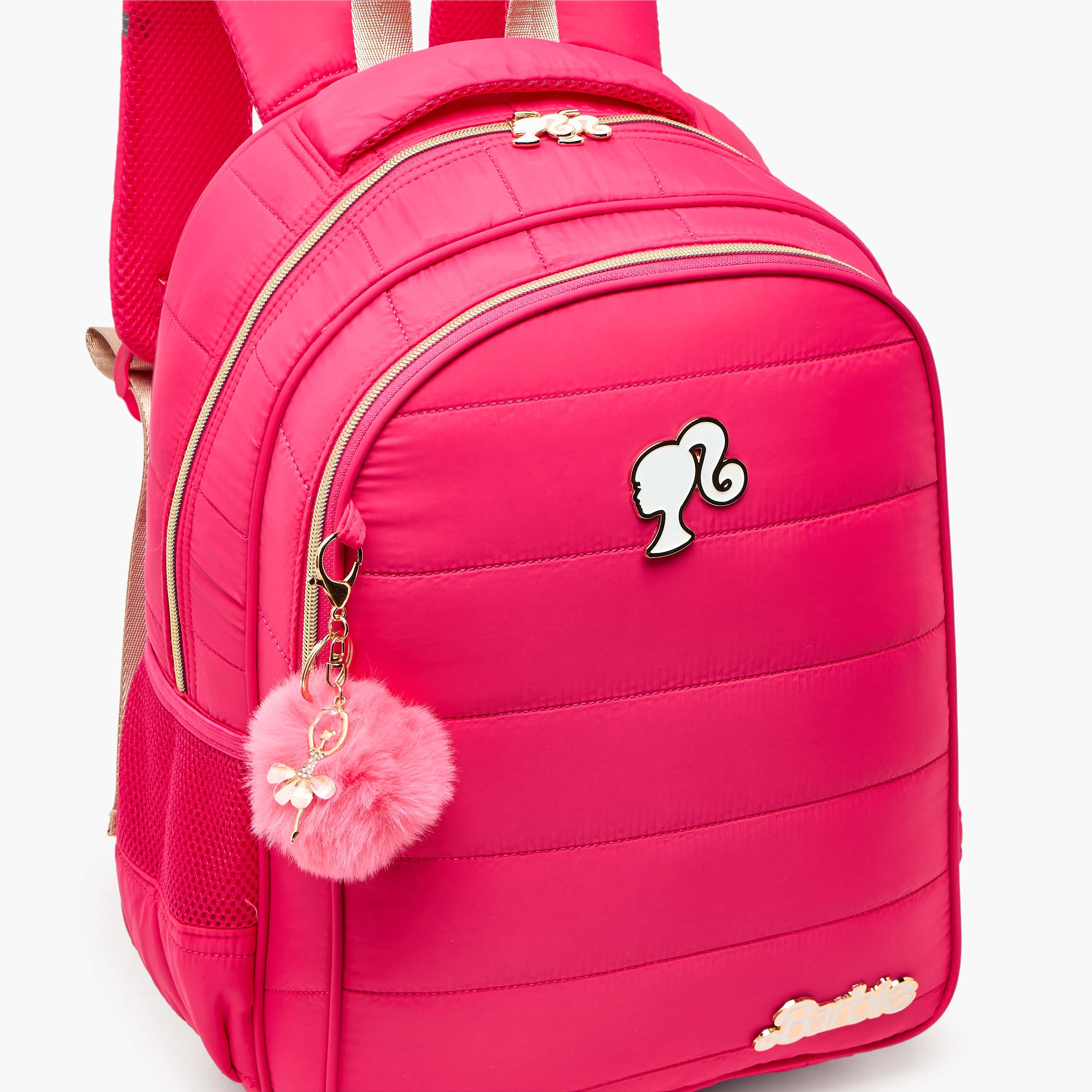 شنطة ظهر بنسجة بارزة للبنات من 8-12 سنة مع أحزمة مبطنة من باربي - 17 بوصة-school-bagsandbackpacks-backpacks-image-3