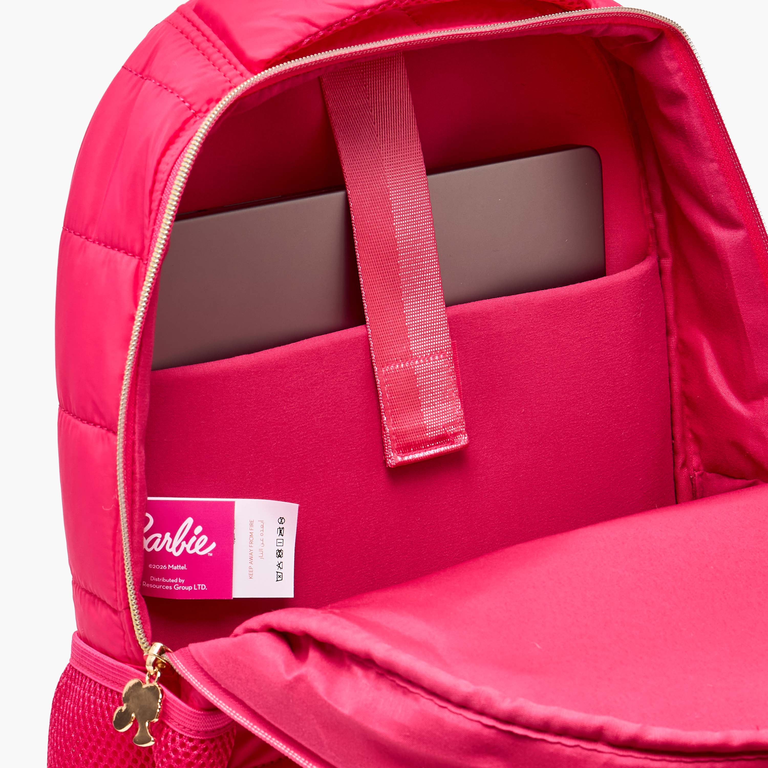 شنطة ظهر بنسجة بارزة للبنات من 8-12 سنة مع أحزمة مبطنة من باربي - 17 بوصة-school-bagsandbackpacks-backpacks-image-4