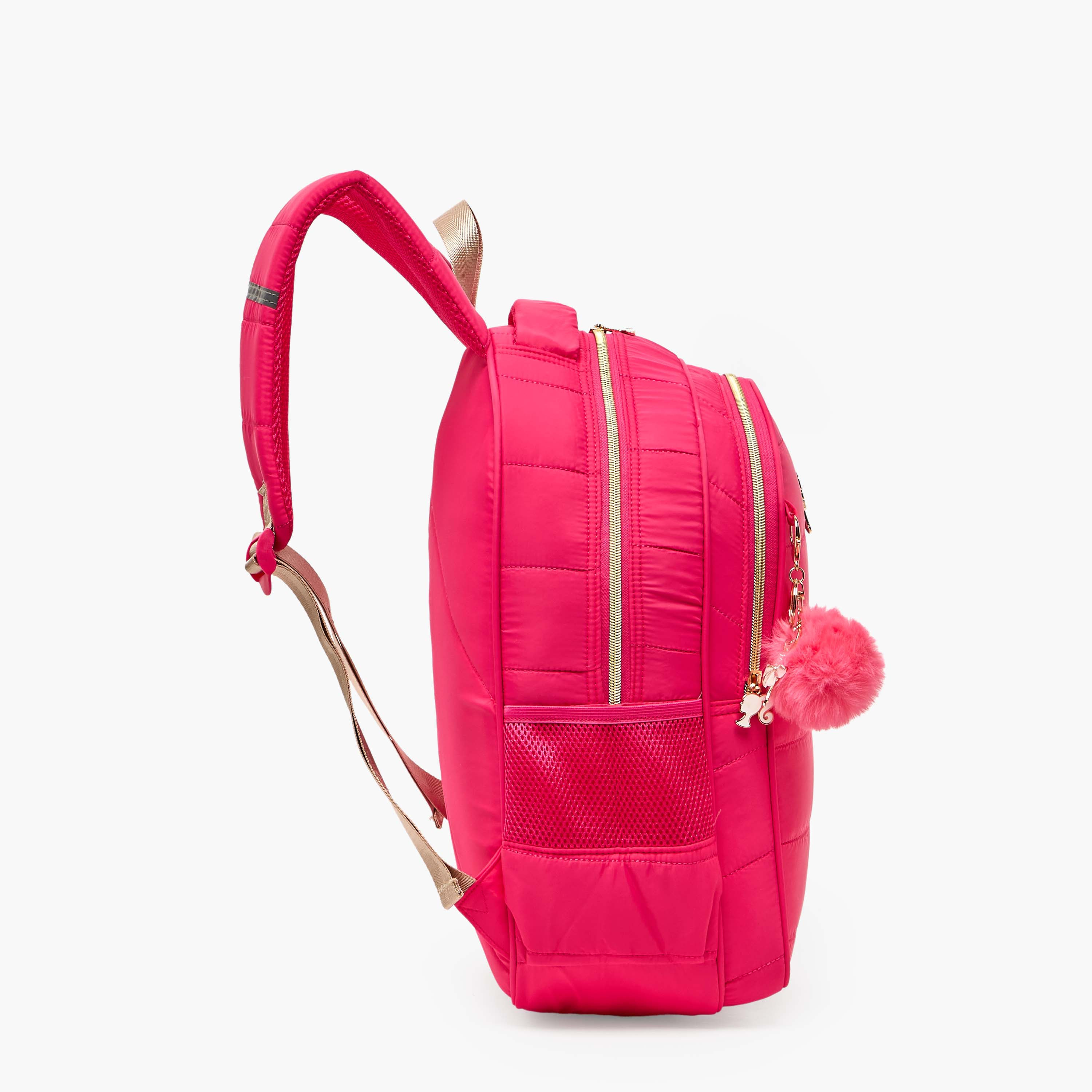 شنطة ظهر بنسجة بارزة للبنات من 8-12 سنة مع أحزمة مبطنة من باربي - 17 بوصة-school-bagsandbackpacks-backpacks-image-6
