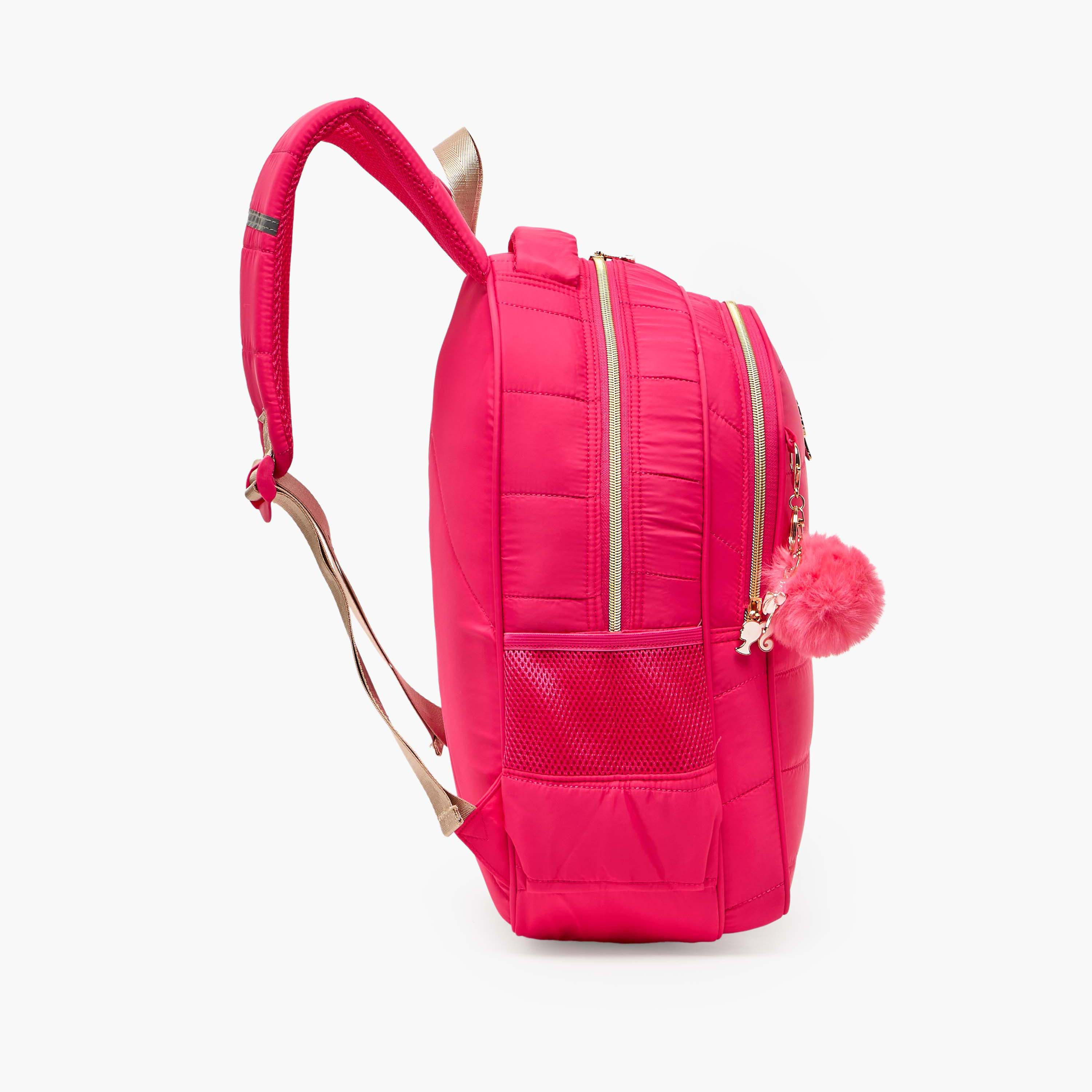 شنطة ظهر بنسجة بارزة للبنات من 8-12 سنة مع أحزمة مبطنة من باربي - 17 بوصة-school-bagsandbackpacks-backpacks-image-7