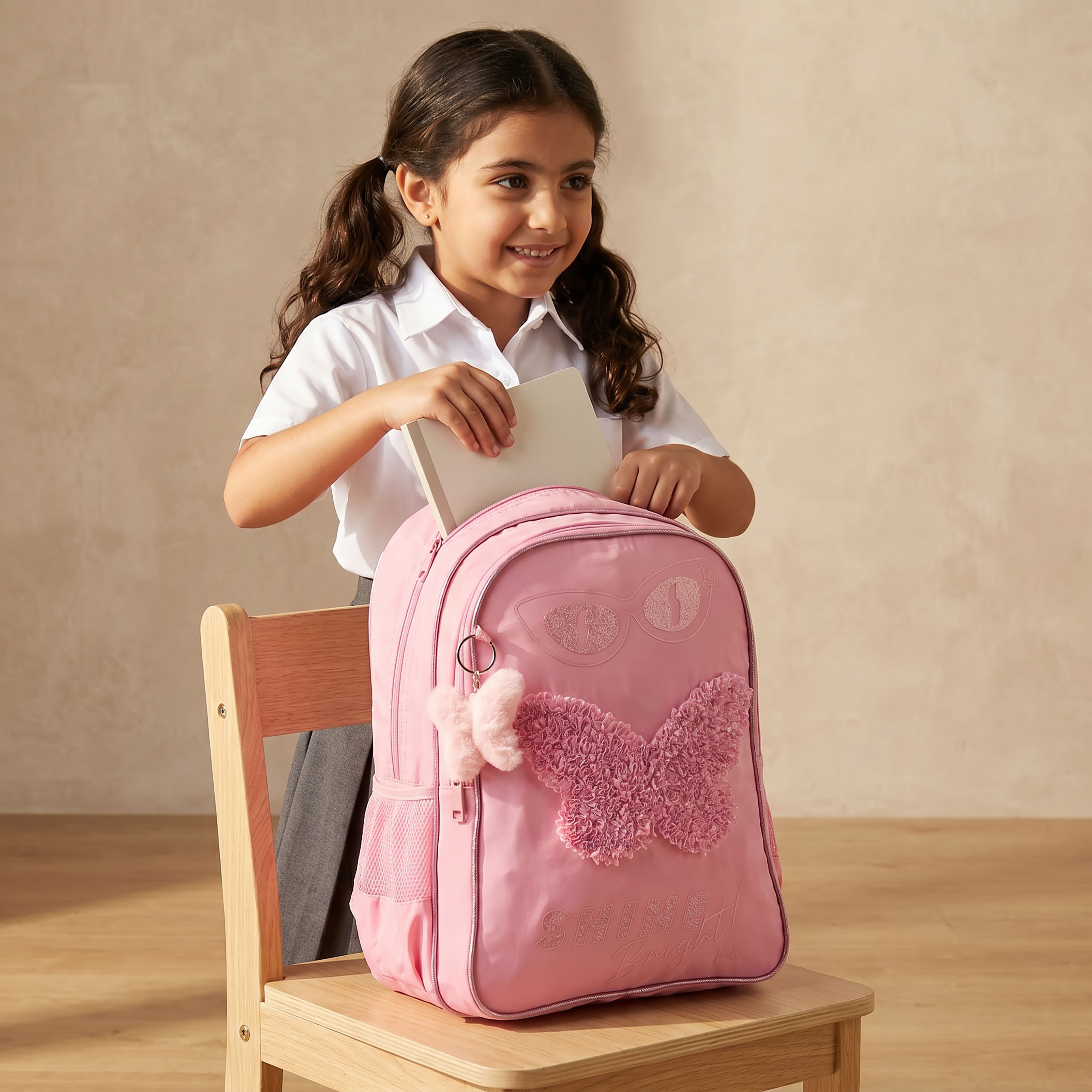 Barbie Backpack for Girls 5-8 Years with Butterfly Applique - 16 inches-school-bagsandbackpacks-backpacks-image-3