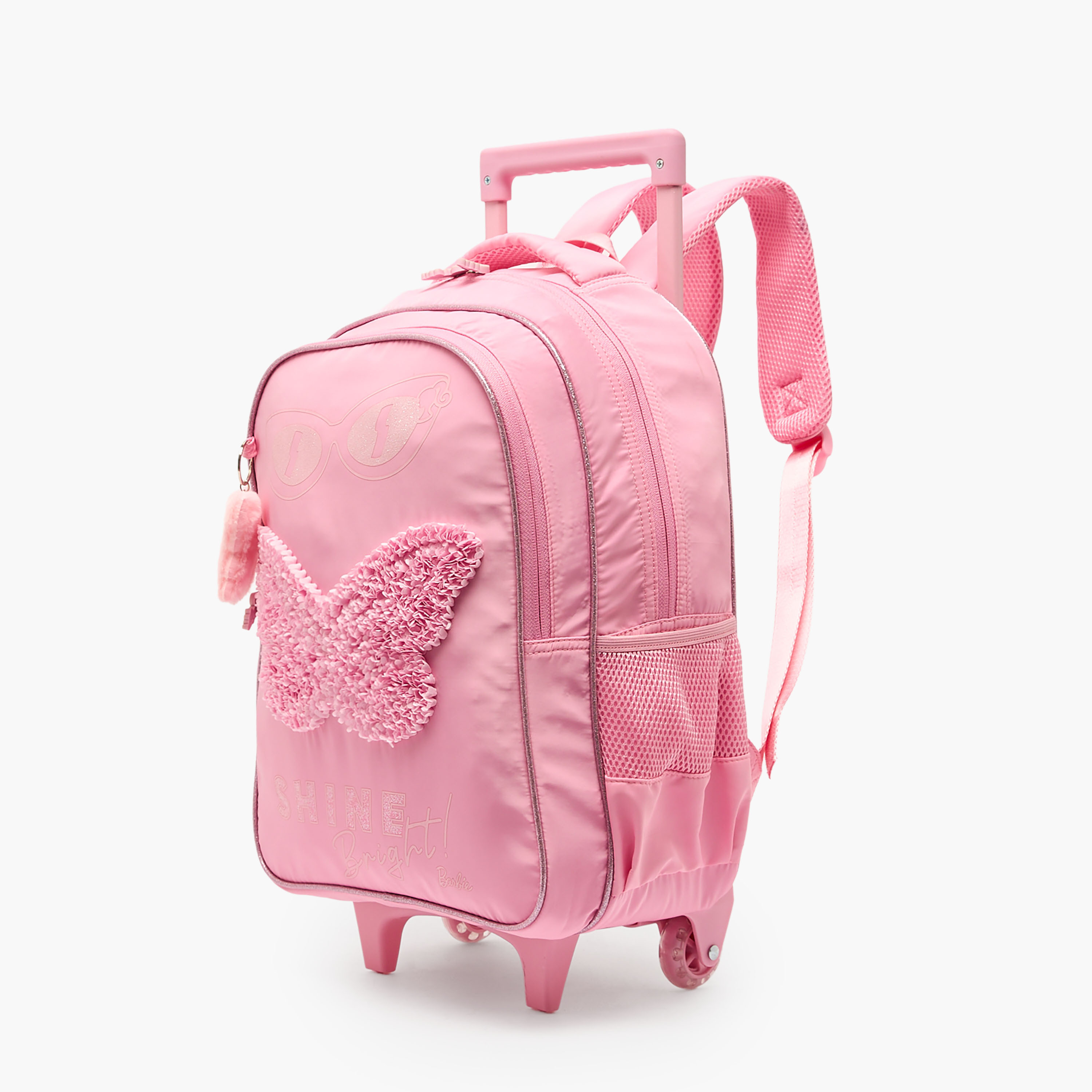 Barbie Print Trolley Bag for Girls 5-8 Years Retractable Handle - 16 inches-school-bagsandbackpacks-trolleybags-image-8