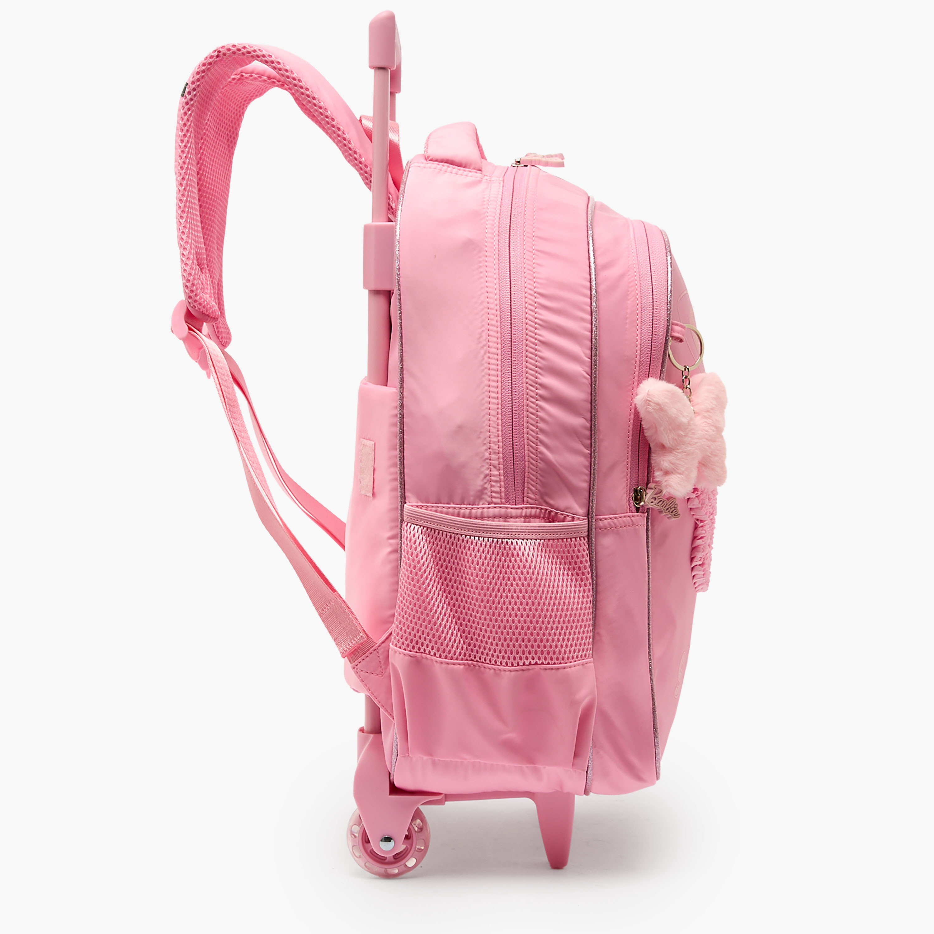 Barbie Print Trolley Bag for Girls 5-8 Years Retractable Handle - 16 inches-school-bagsandbackpacks-trolleybags-image-9