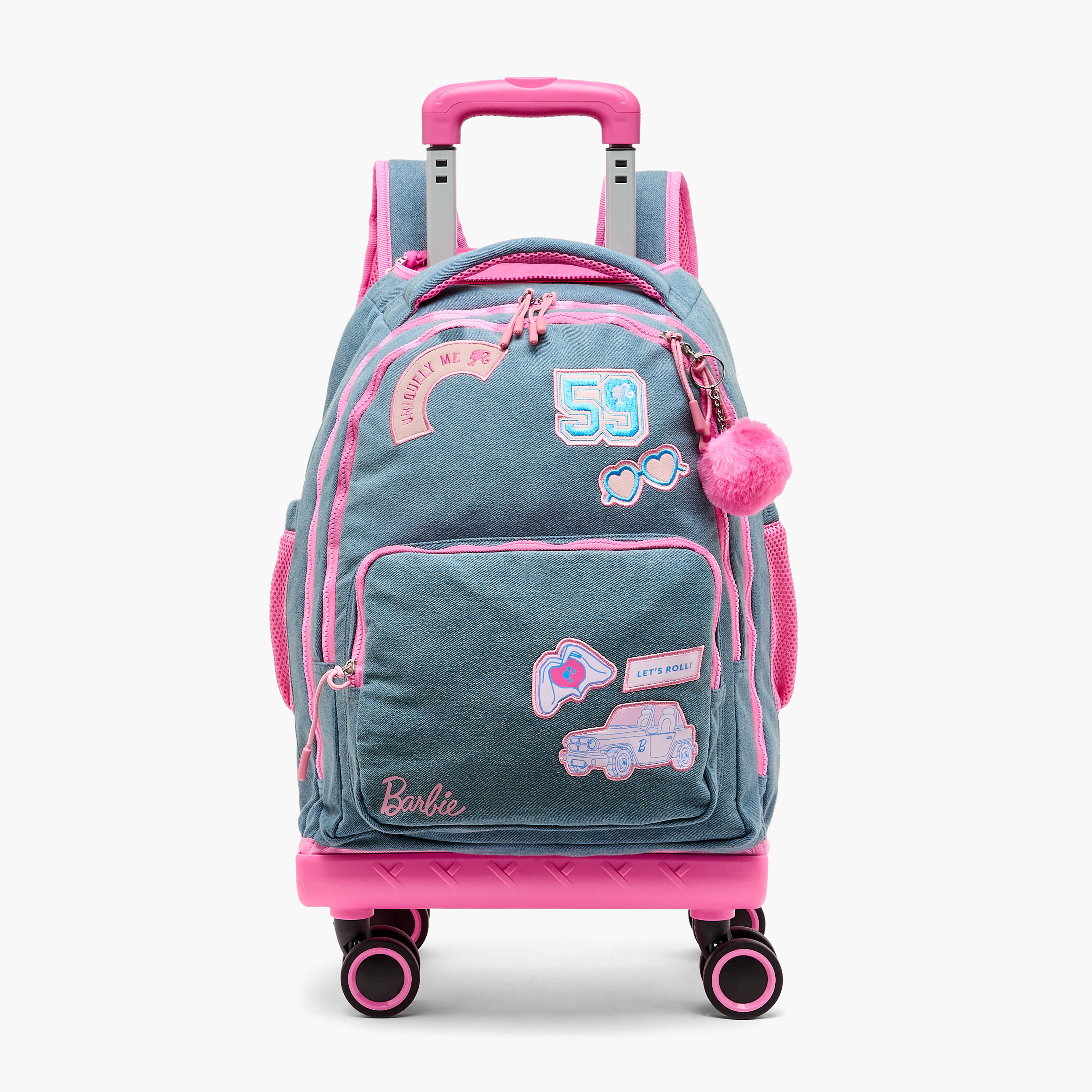 Barbie Print Trolley Bag for Girls 8-12 Years Retractable Handle - 18 inches-school-bagsandbackpacks-trolleybags-image-1