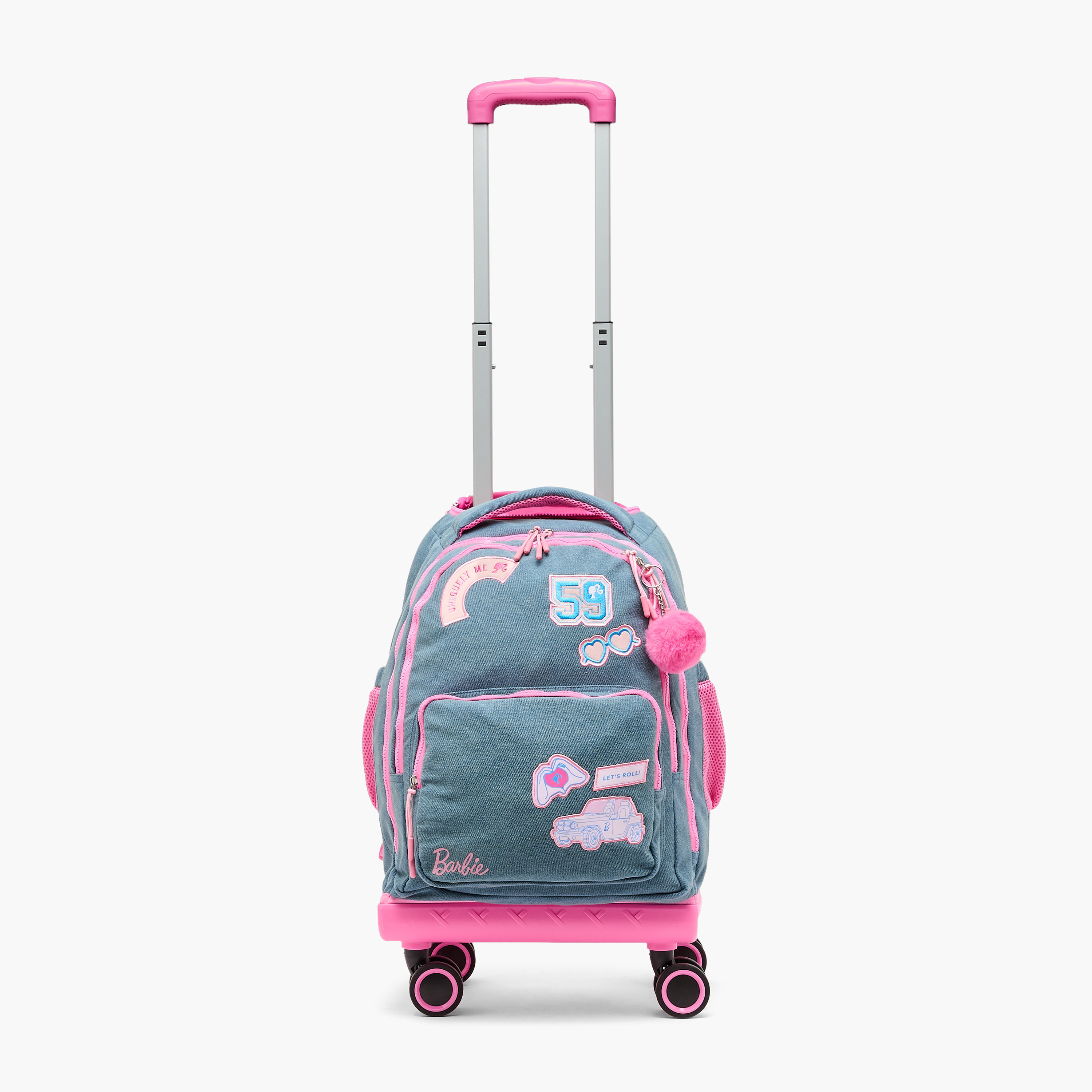Barbie Print Trolley Bag for Girls 8-12 Years Retractable Handle - 18 inches-school-bagsandbackpacks-trolleybags-image-2