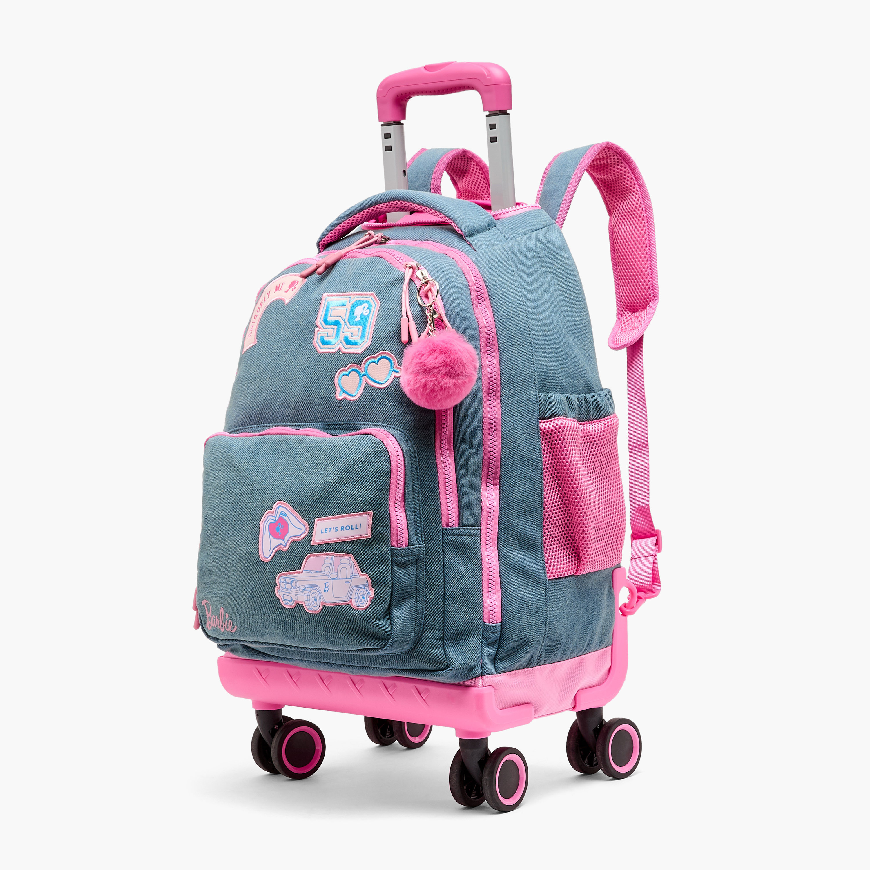 Barbie Print Trolley Bag for Girls 8-12 Years Retractable Handle - 18 inches-school-bagsandbackpacks-trolleybags-image-8
