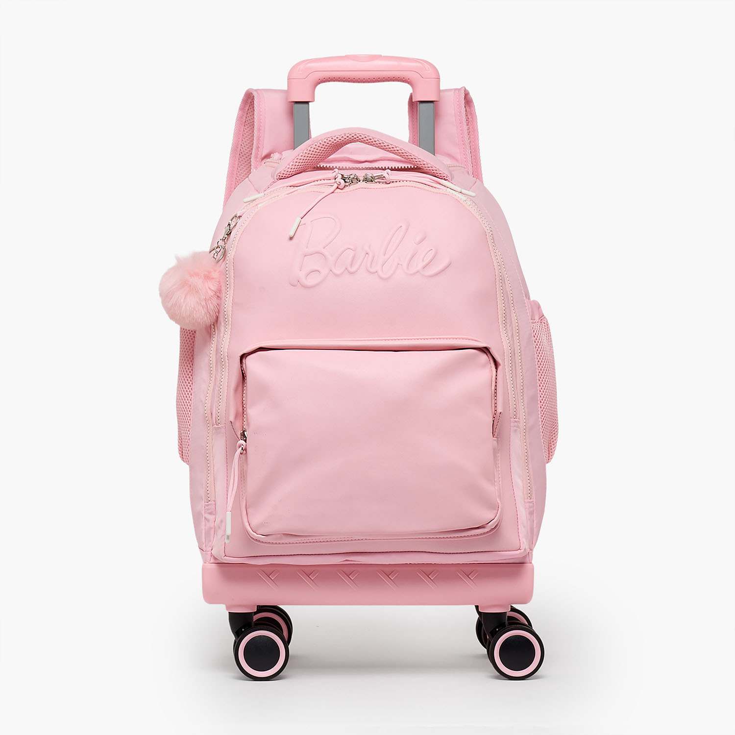 شنطة ترولي بنقوش شعار باربي للبنات 8-12 سنة مع مقبض قابل للسحب - 18 بوصة-school-bagsandbackpacks-trolleybags-image-1