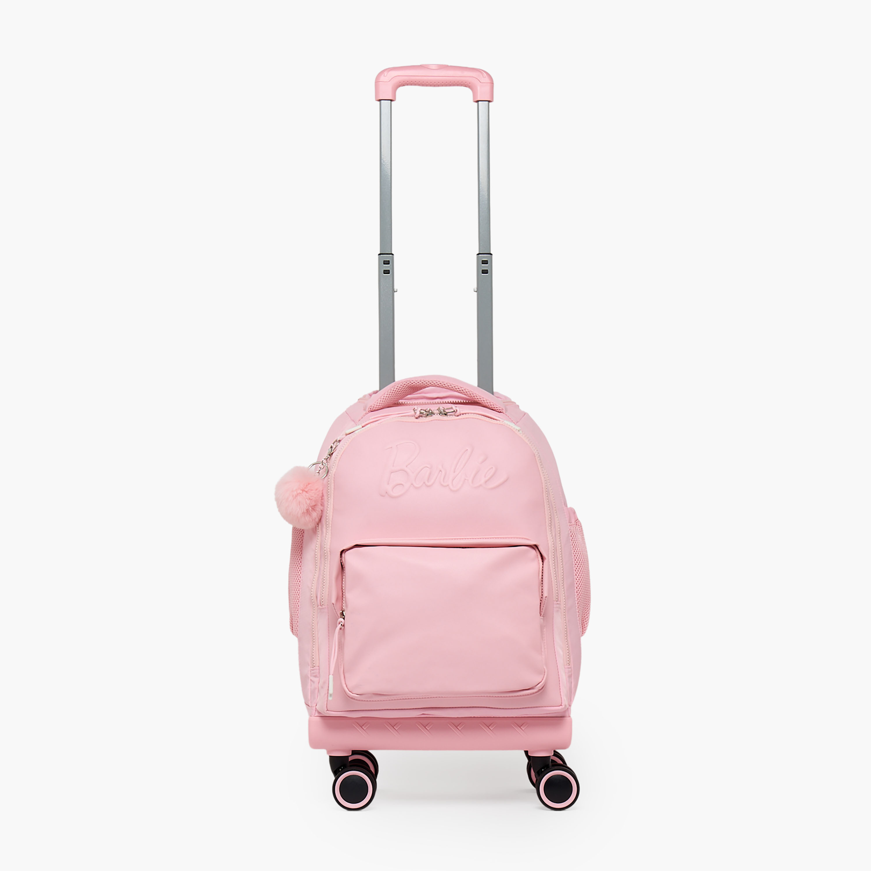 شنطة ترولي بنقوش شعار باربي للبنات 8-12 سنة مع مقبض قابل للسحب - 18 بوصة-school-bagsandbackpacks-trolleybags-image-2