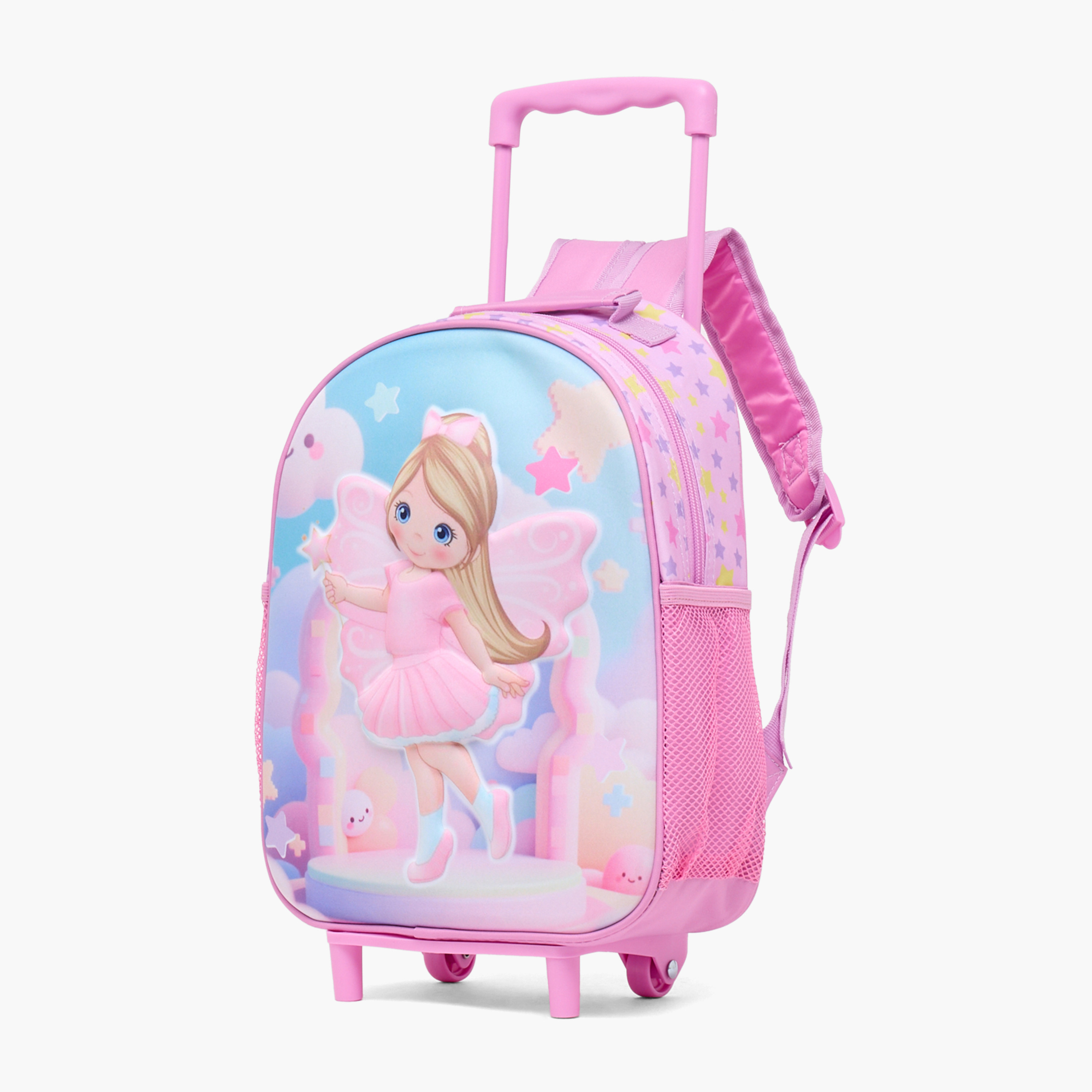 طقم شنطة ترولي بطبعة الجنيات للبنات 3-5 سنوات مع شنطة غداء - 3 قطع-school-bagsandbackpacks-trolleybags-image-11