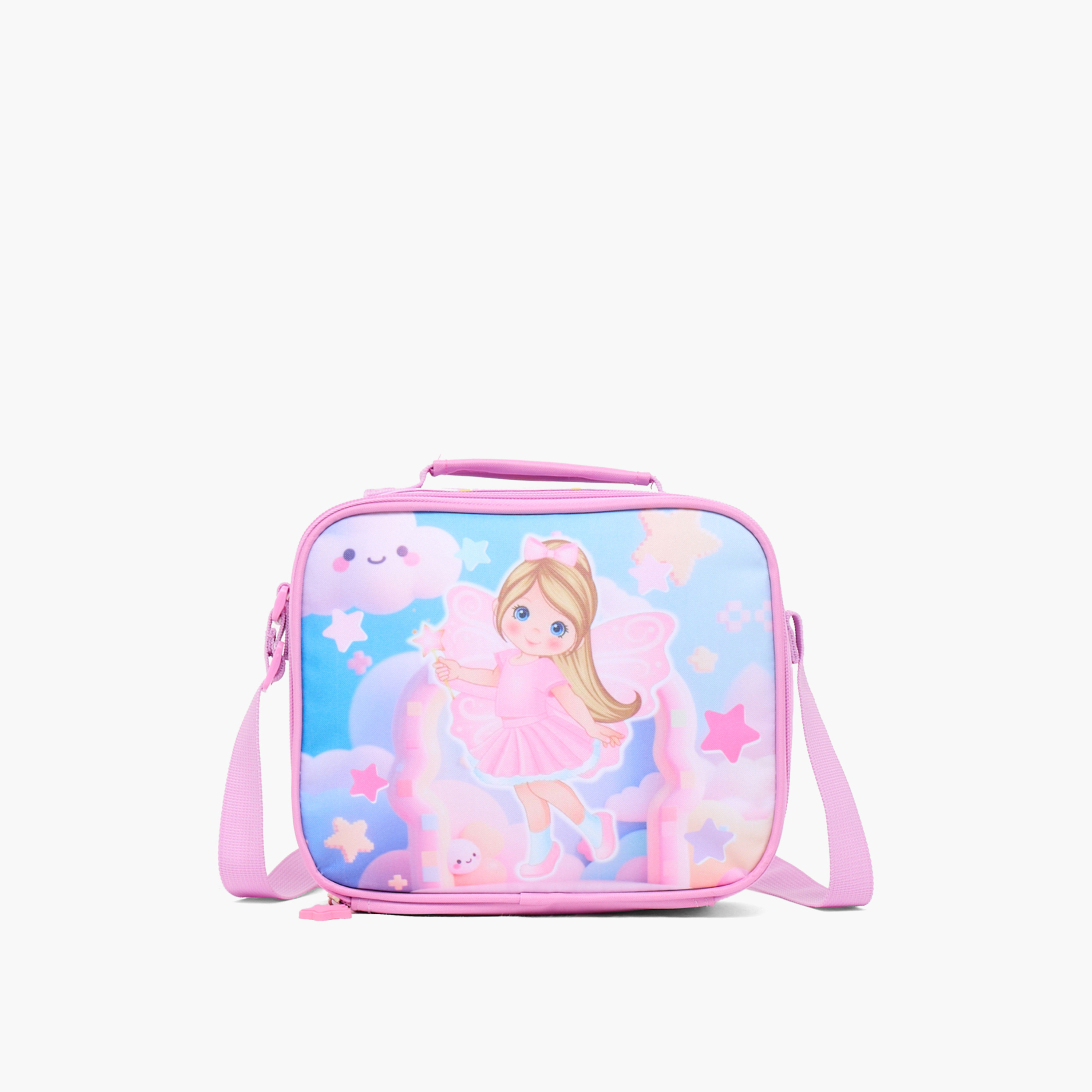 طقم شنطة ترولي بطبعة الجنيات للبنات 3-5 سنوات مع شنطة غداء - 3 قطع-school-bagsandbackpacks-trolleybags-image-3