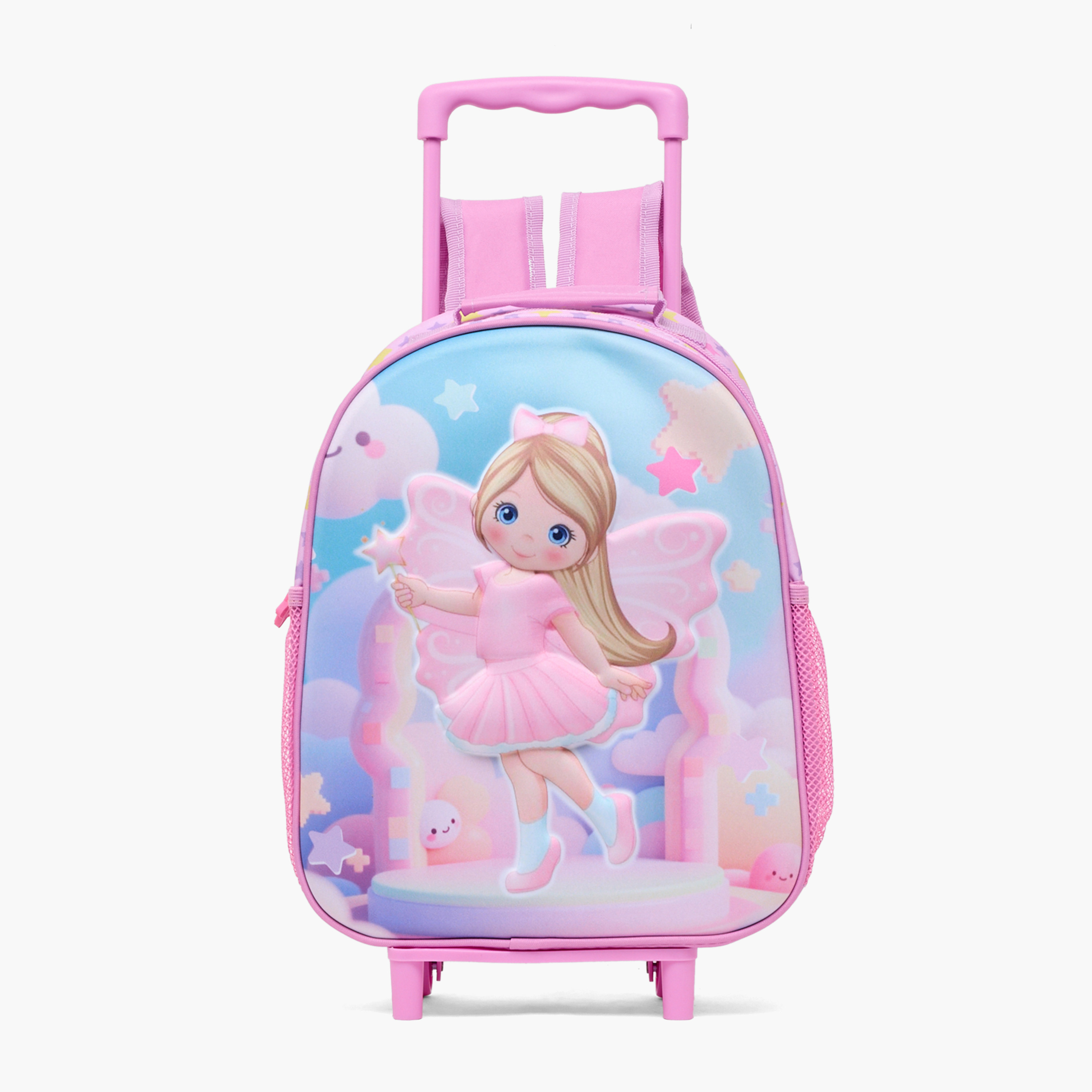 طقم شنطة ترولي بطبعة الجنيات للبنات 3-5 سنوات مع شنطة غداء - 3 قطع-school-bagsandbackpacks-trolleybags-image-7