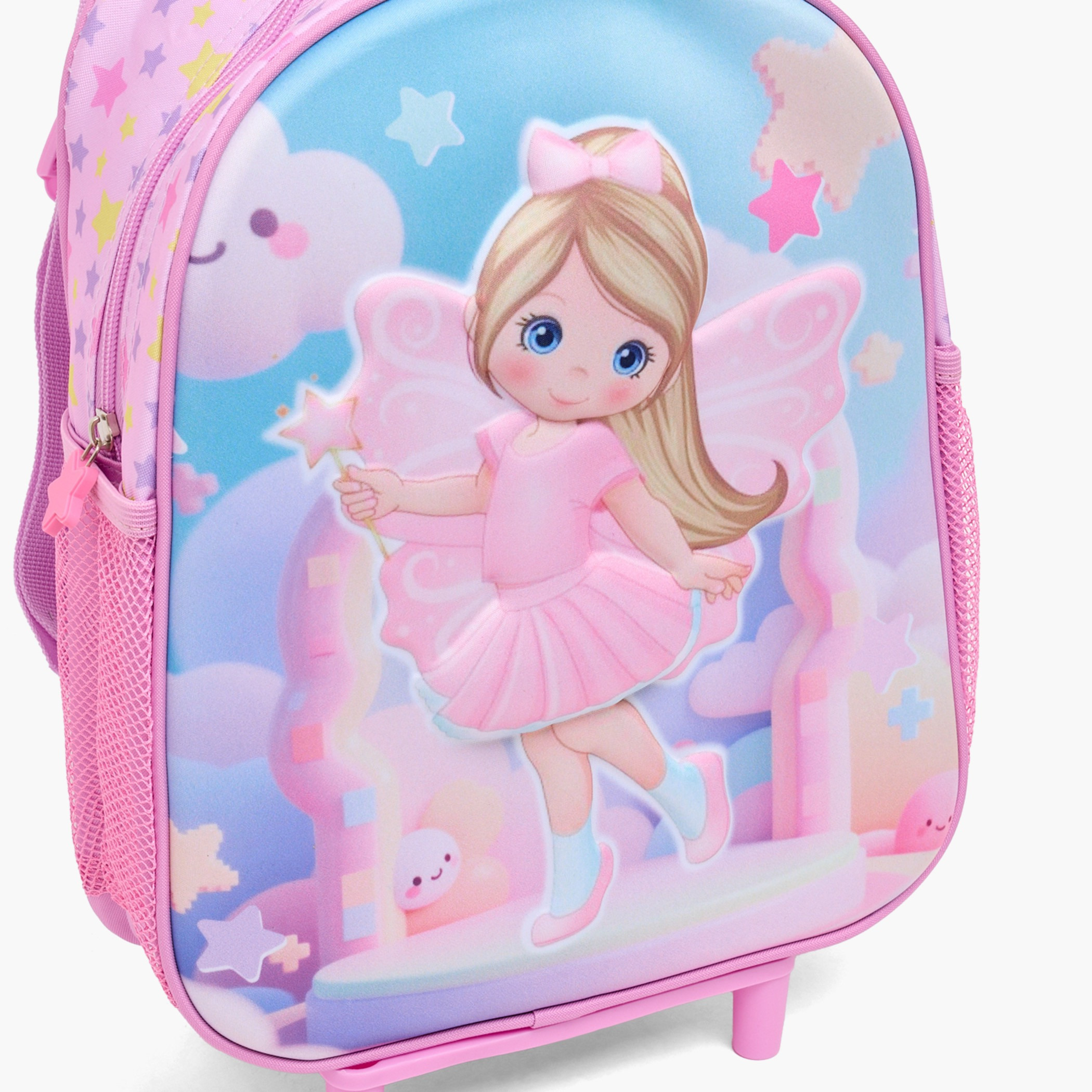 طقم شنطة ترولي بطبعة الجنيات للبنات 3-5 سنوات مع شنطة غداء - 3 قطع-school-bagsandbackpacks-trolleybags-image-9