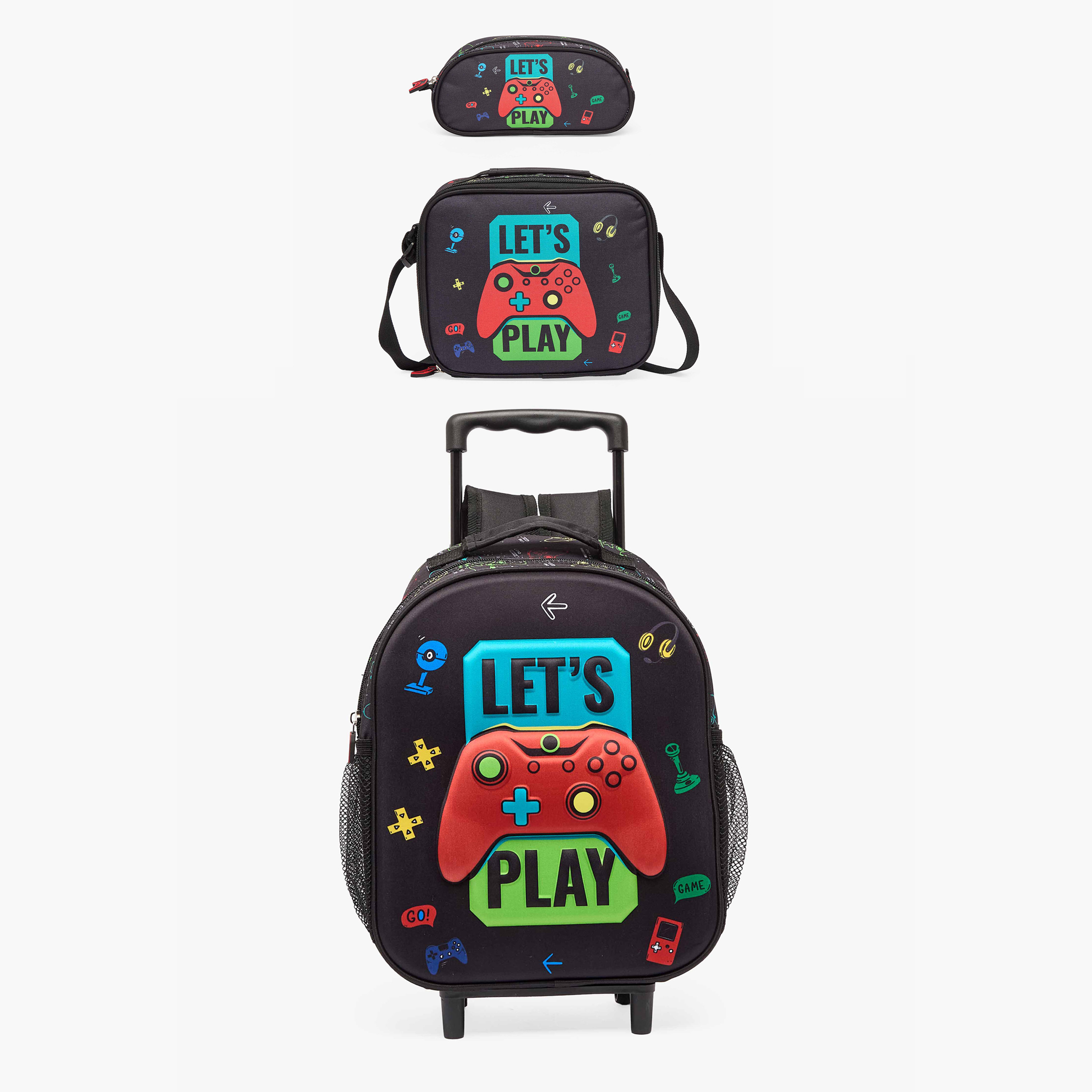 شنطة ترولي بطبعات ألعاب للأولاد بعمر 5-8 سنوات من جونيورز - 14 بوصة-school-bagsandbackpacks-trolleybags-image-1