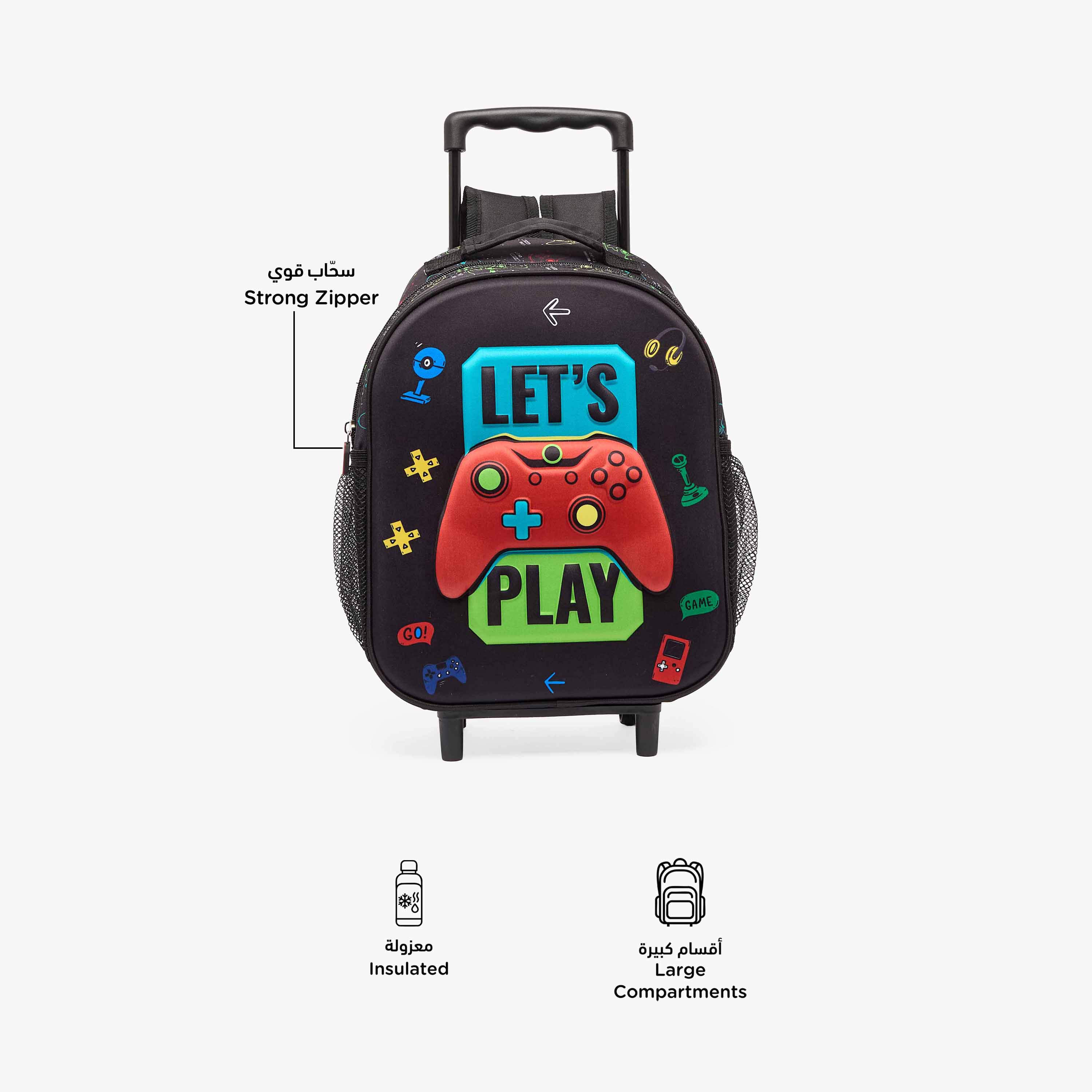 شنطة ترولي بطبعات ألعاب للأولاد بعمر 5-8 سنوات من جونيورز - 14 بوصة-school-bagsandbackpacks-trolleybags-image-2