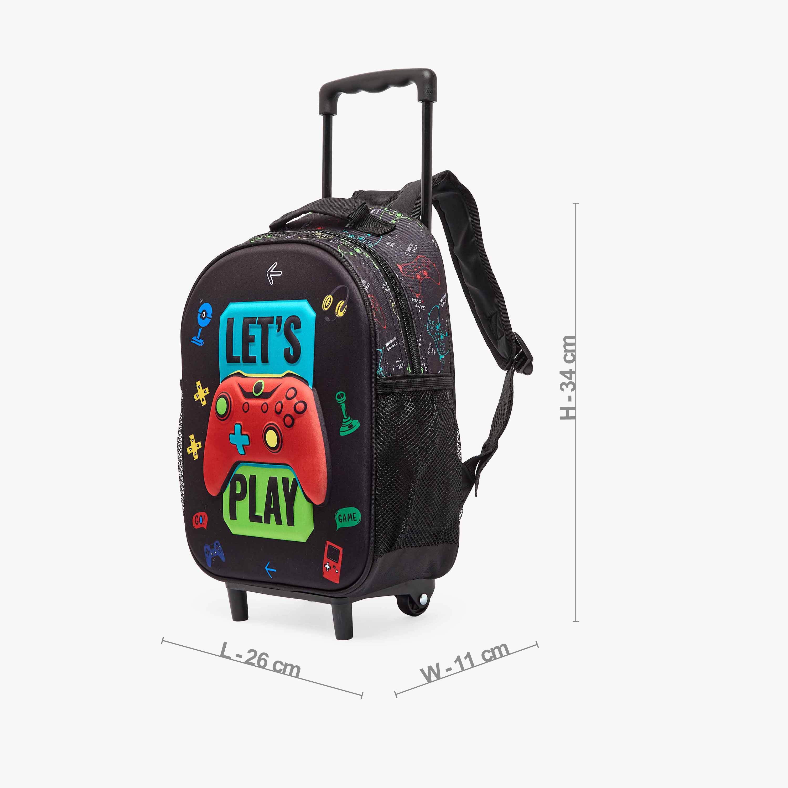 شنطة ترولي بطبعات ألعاب للأولاد بعمر 5-8 سنوات من جونيورز - 14 بوصة-school-bagsandbackpacks-trolleybags-image-7