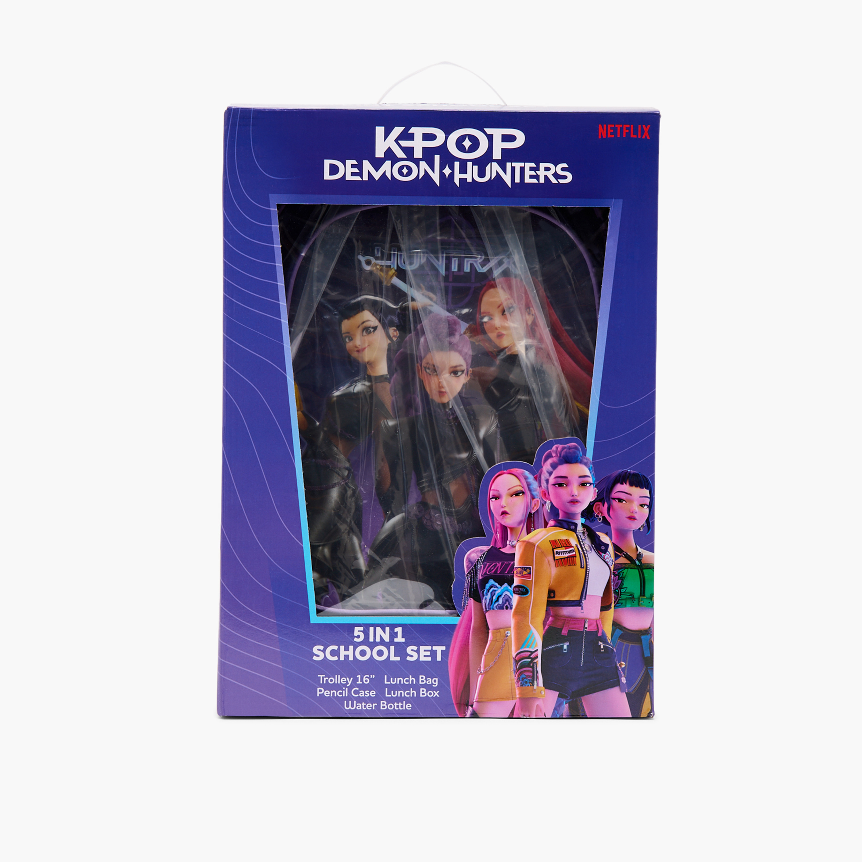 Netflix KPop Demon Hunters 5-Piece School Trolley Bag Set for Girls 8-12 Years with Bottle - 18 inch-school-bagsandbackpacks-trolleybags-image-19
