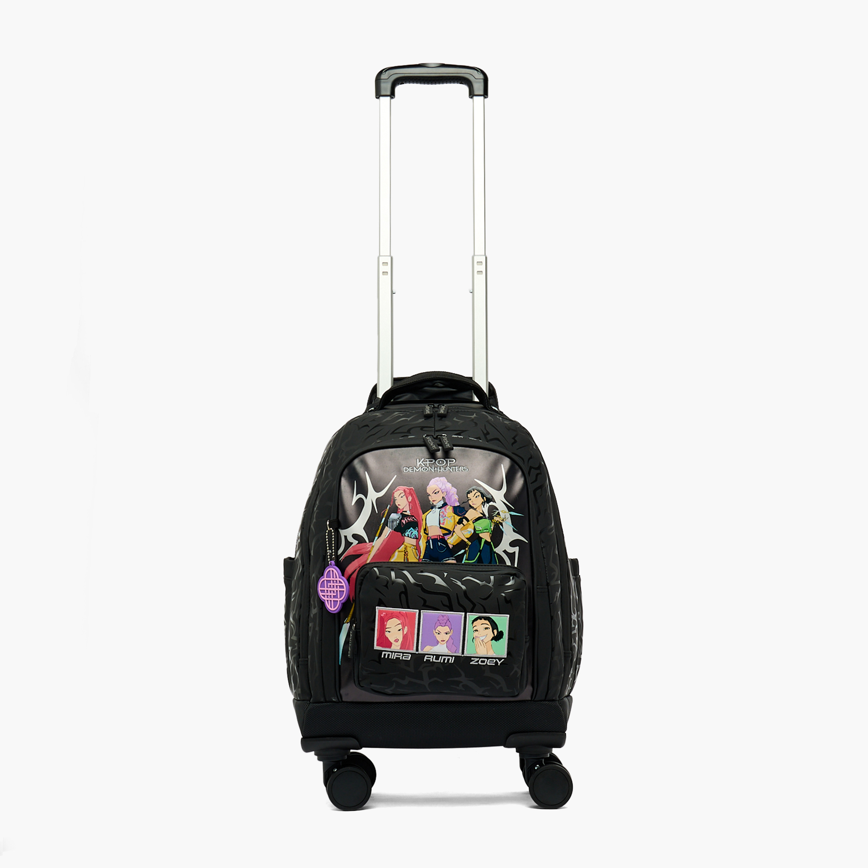 Netflix KPop Demon Hunters Print Trolley Bag for Girls 5-8 Years Retractable Handle - 16 inches-school-bagsandbackpacks-trolleybags-image-2