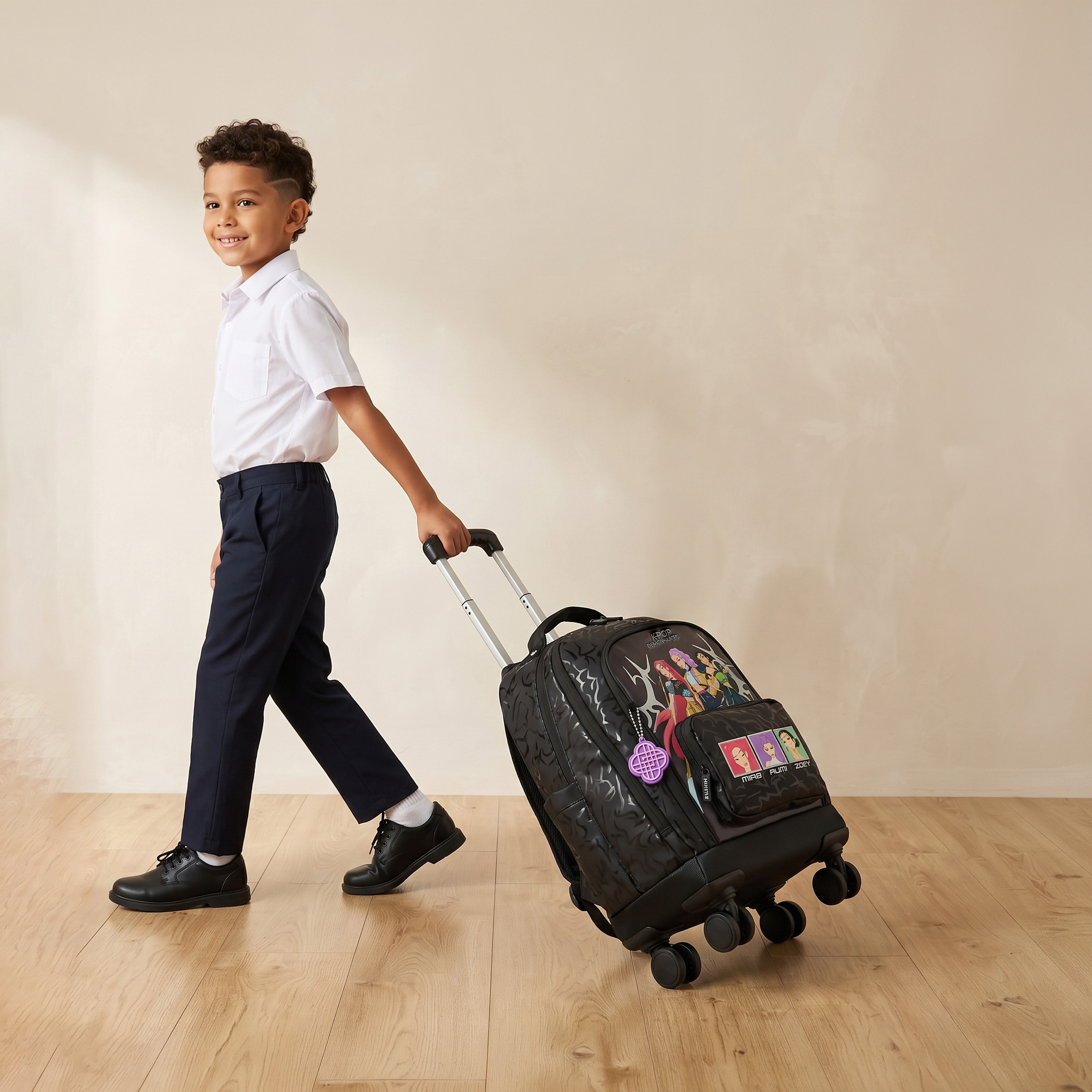 Netflix KPop Demon Hunters Print Trolley Bag for Girls 5-8 Years Retractable Handle - 16 inches-school-bagsandbackpacks-trolleybags-image-3