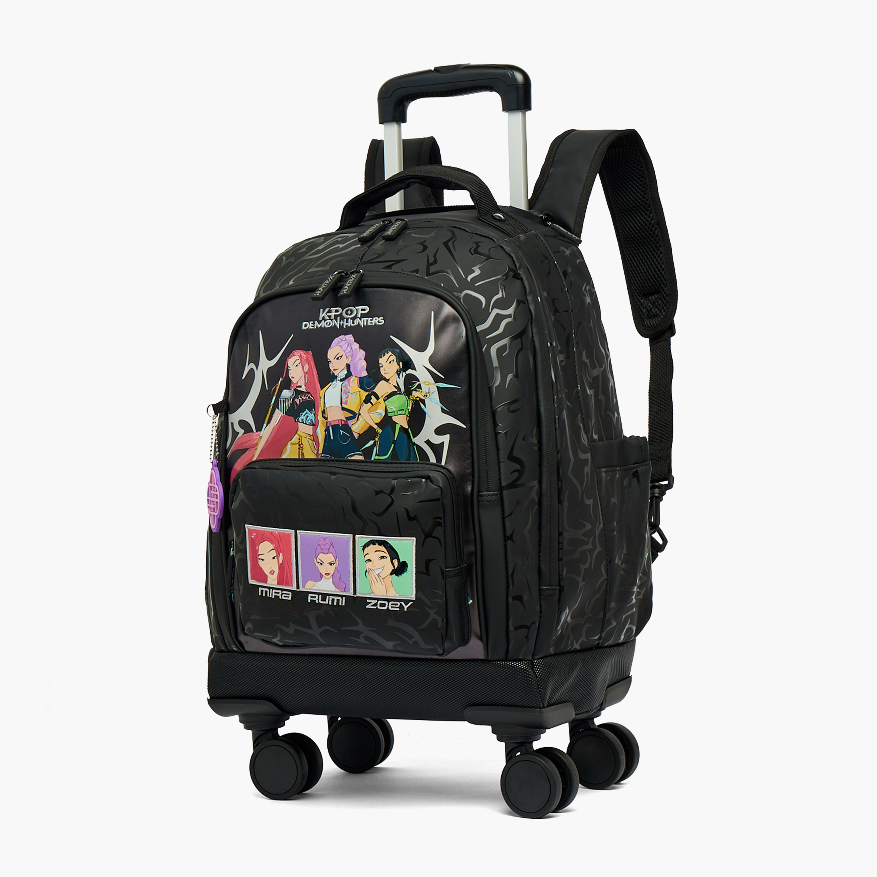 Netflix KPop Demon Hunters Print Trolley Bag for Girls 5-8 Years Retractable Handle - 16 inches-school-bagsandbackpacks-trolleybags-image-8