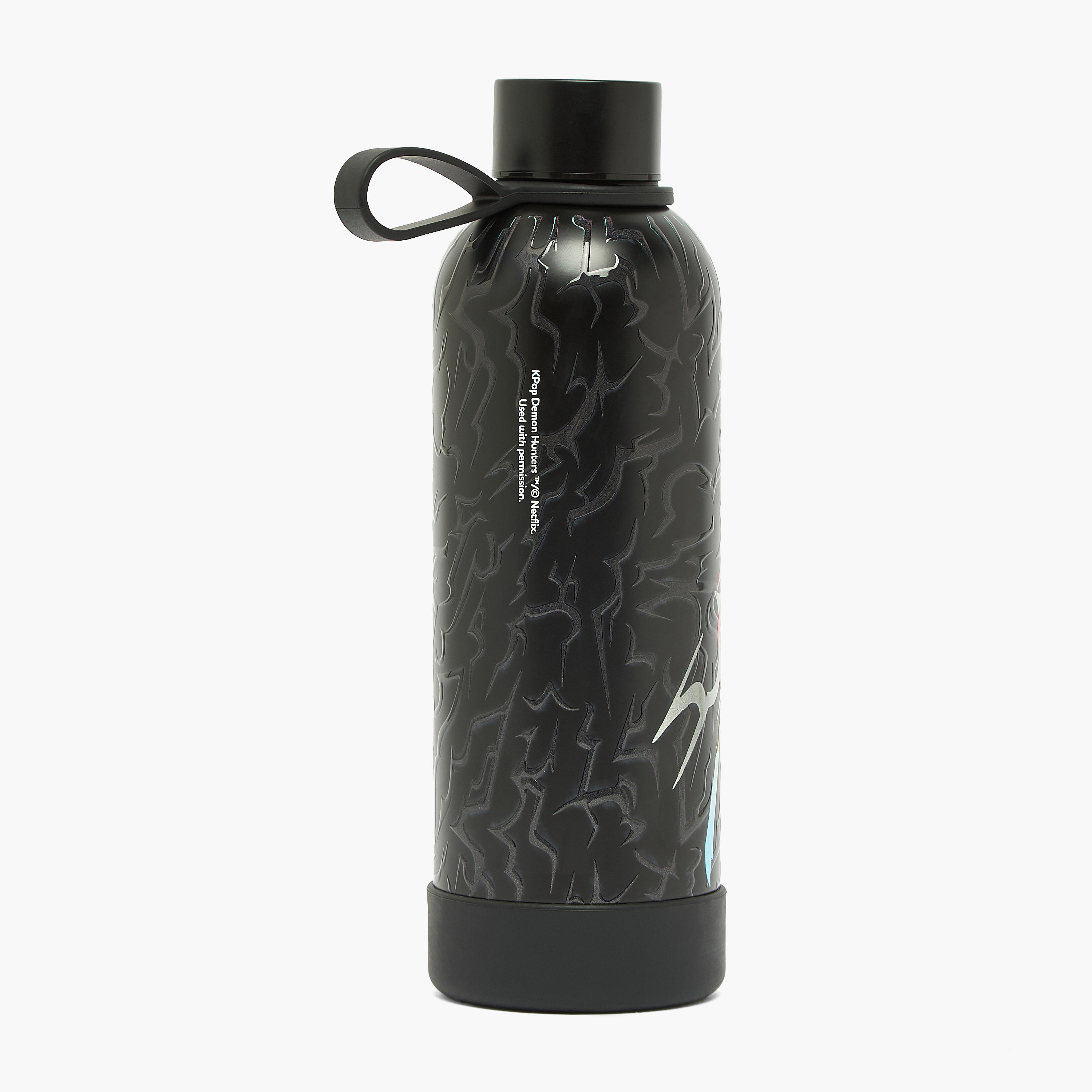 قارورة مياه ستانلس ستيل بفم واسع وحلقة حمل وطبعات كيبوب ديمون هانترز من نتفليكس-school-waterbottles-image-3