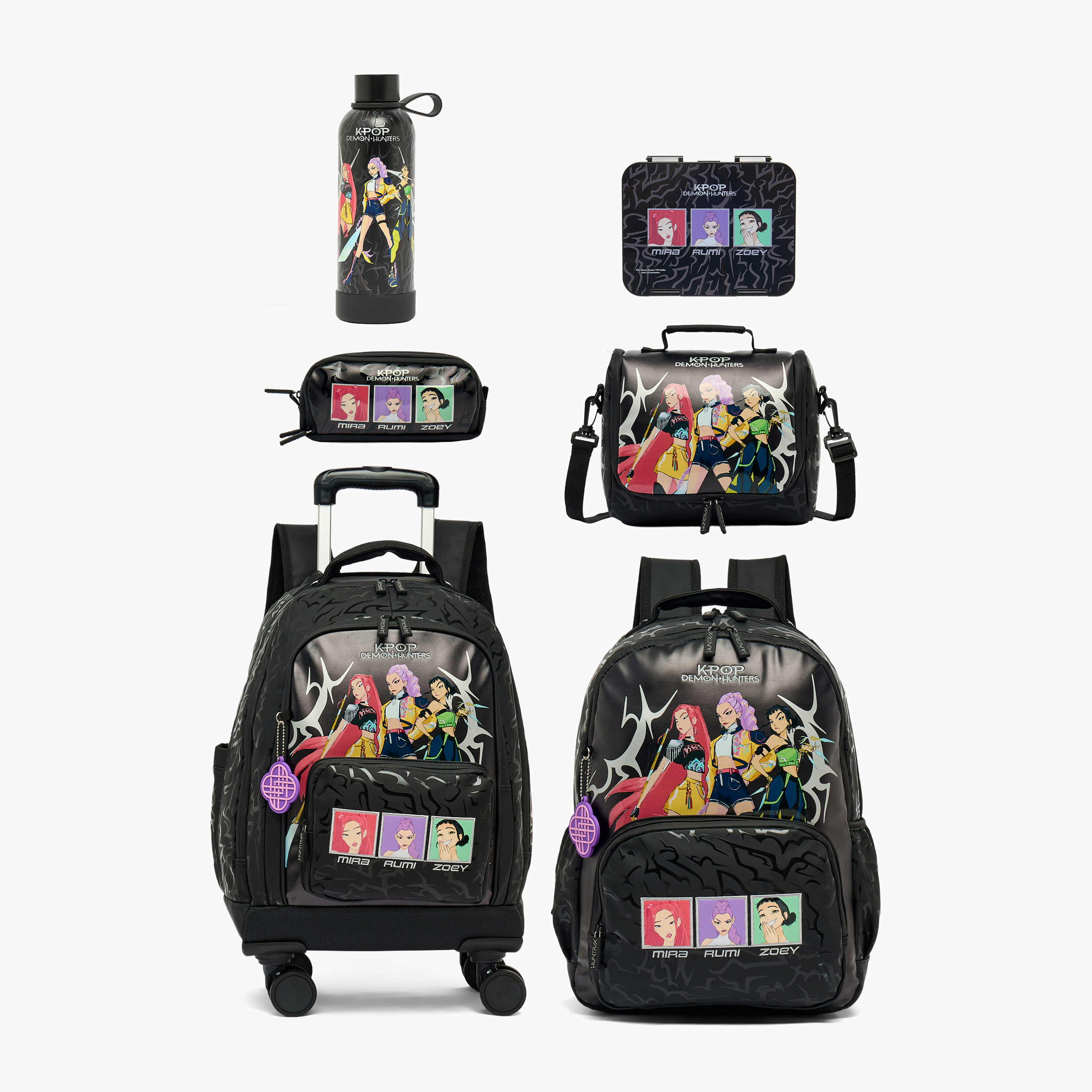 قارورة مياه ستانلس ستيل بفم واسع وحلقة حمل وطبعات كيبوب ديمون هانترز من نتفليكس-school-waterbottles-image-9