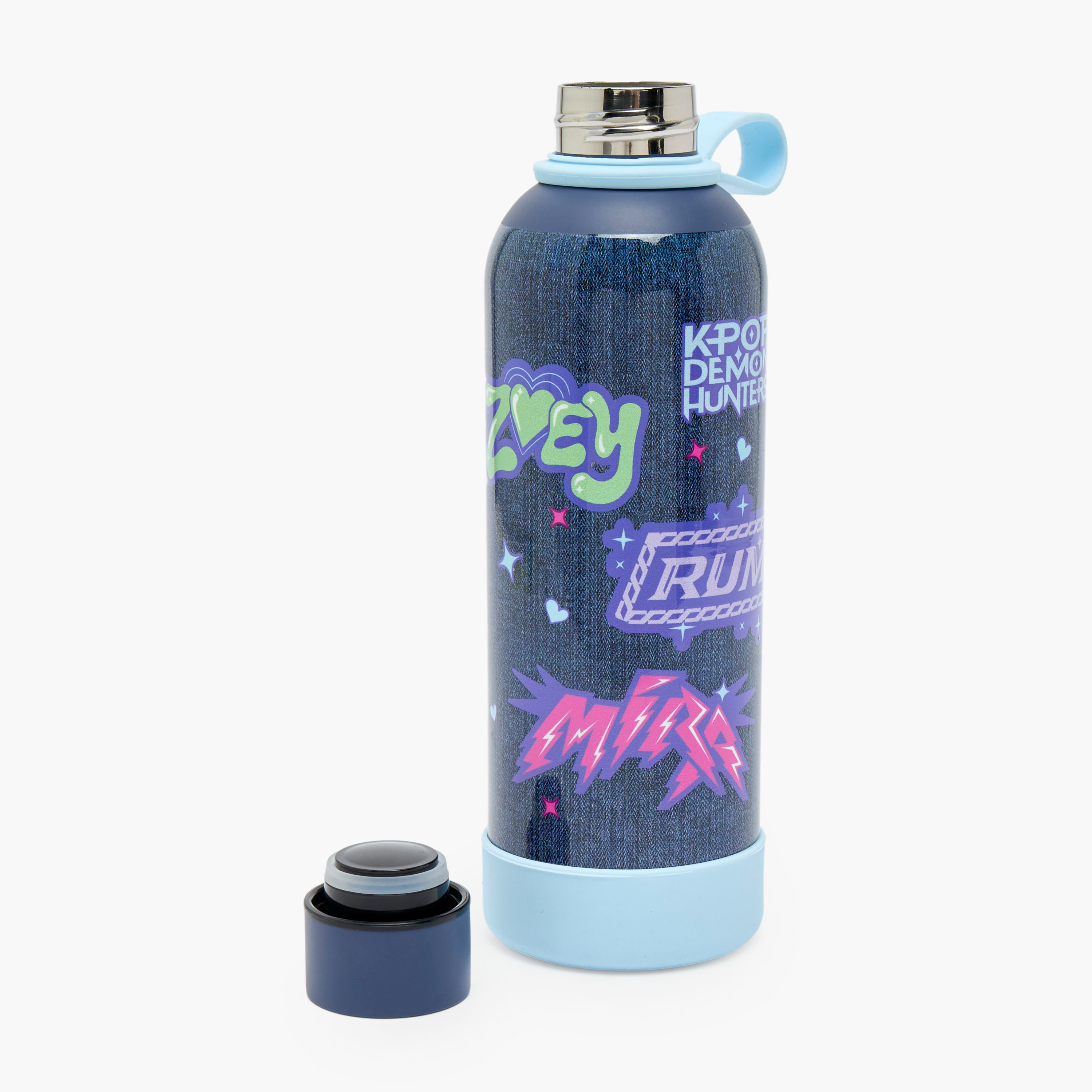 قارورة مياه ستانلس ستيل بمقبض حلقة وطبعات كيبوب ديمون هانترز من نتفليكس-school-waterbottles-image-9