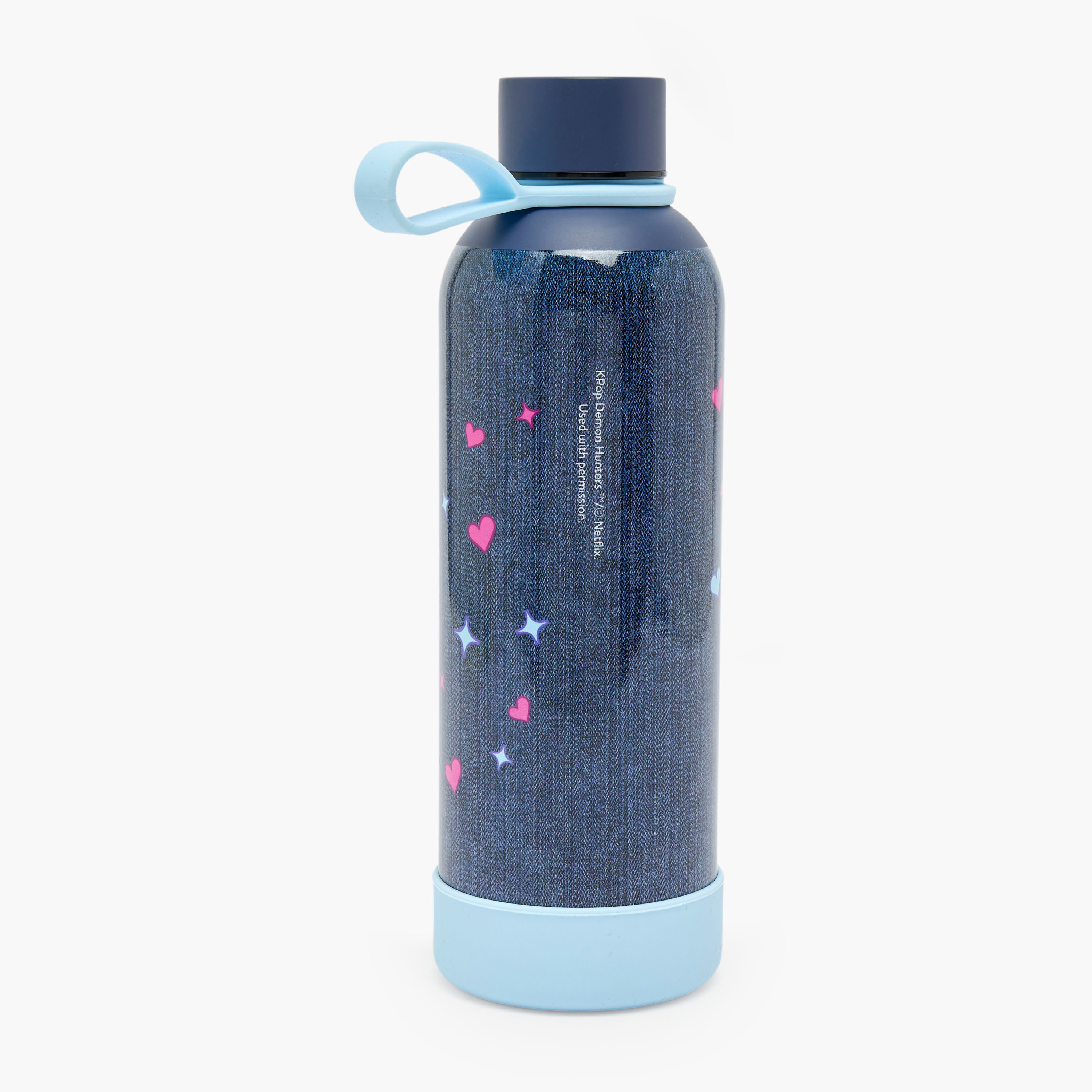 قارورة مياه ستانلس ستيل بمقبض حلقة وطبعات كيبوب ديمون هانترز من نتفليكس-school-waterbottles-image-1