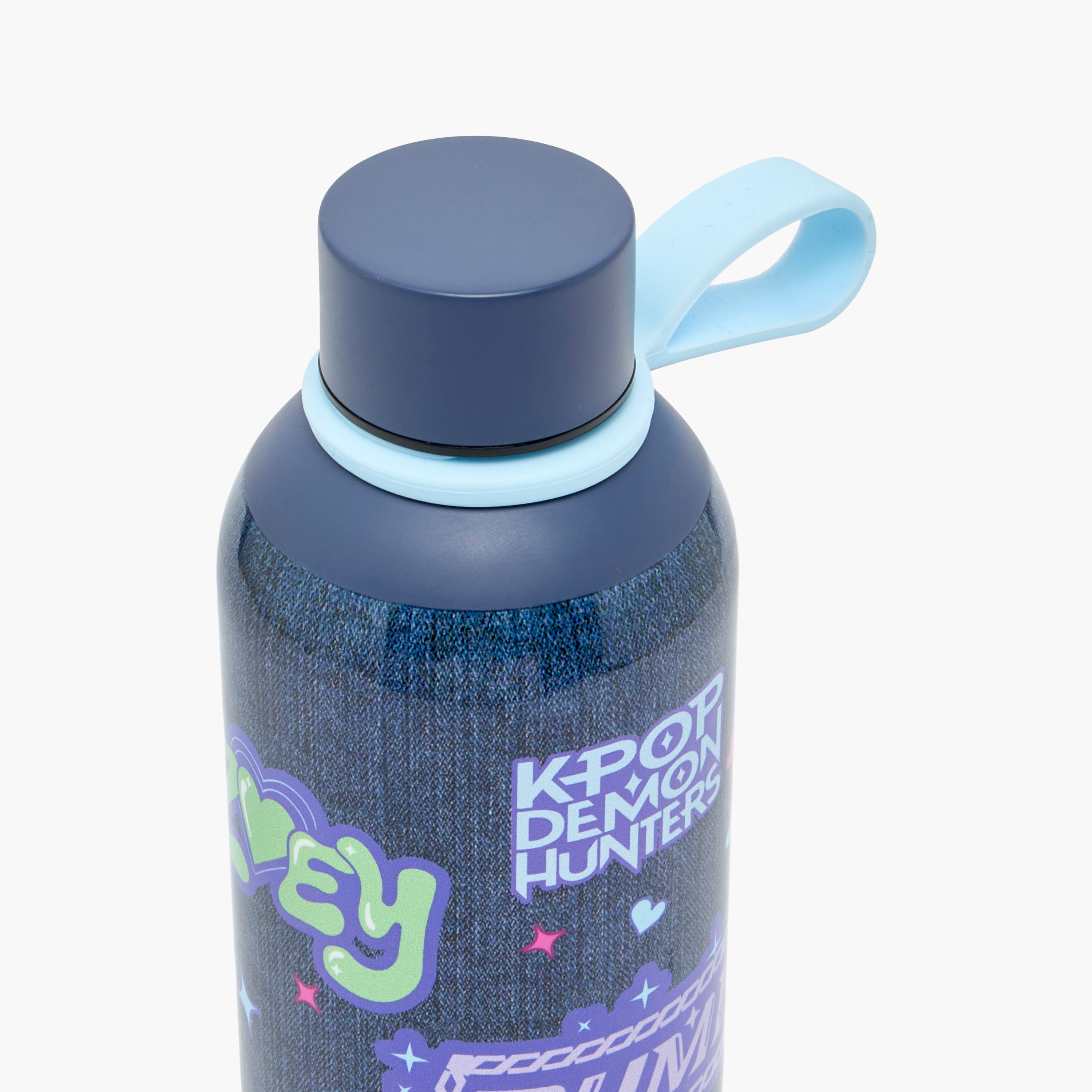 قارورة مياه ستانلس ستيل بمقبض حلقة وطبعات كيبوب ديمون هانترز من نتفليكس-school-waterbottles-image-2