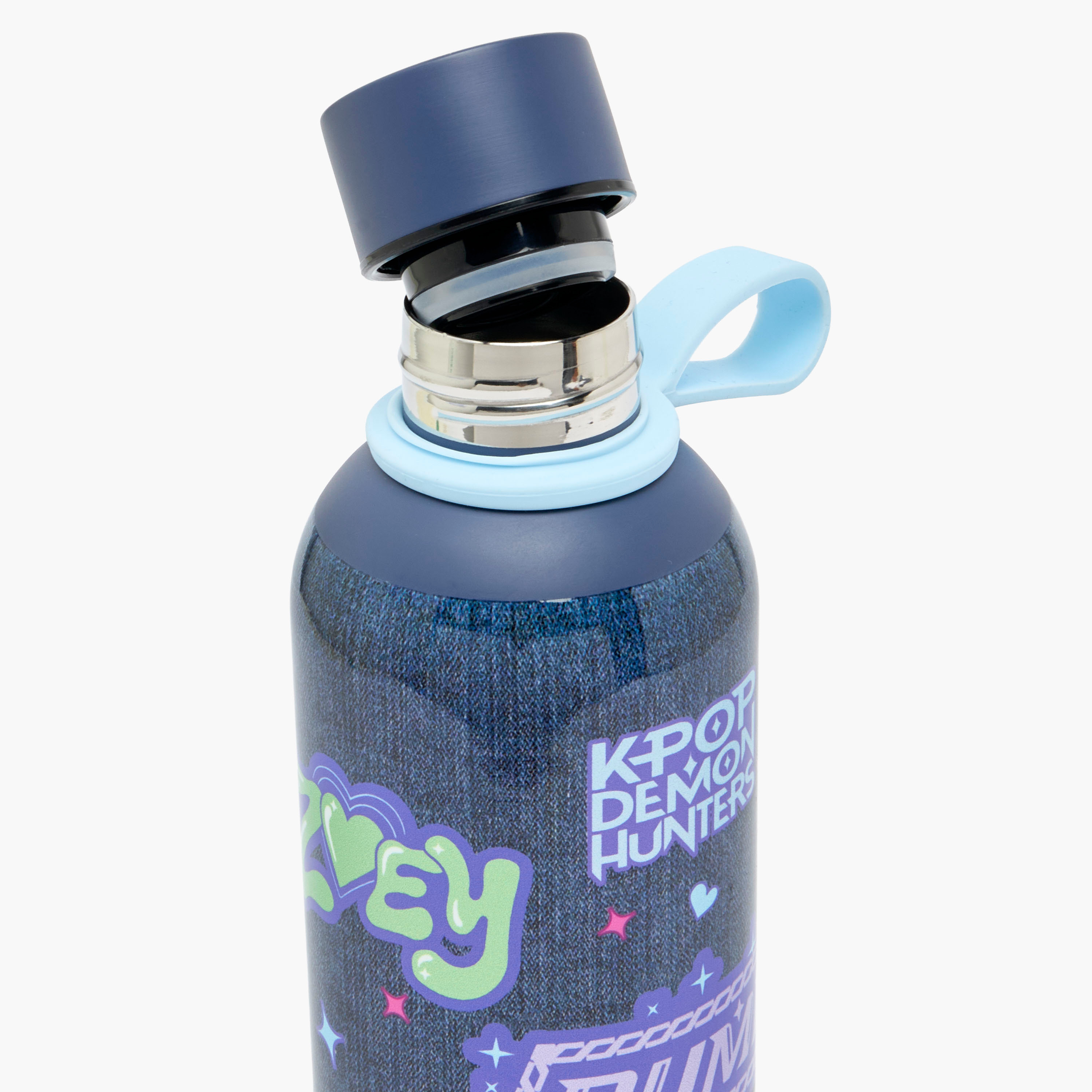 قارورة مياه ستانلس ستيل بمقبض حلقة وطبعات كيبوب ديمون هانترز من نتفليكس-school-waterbottles-image-4
