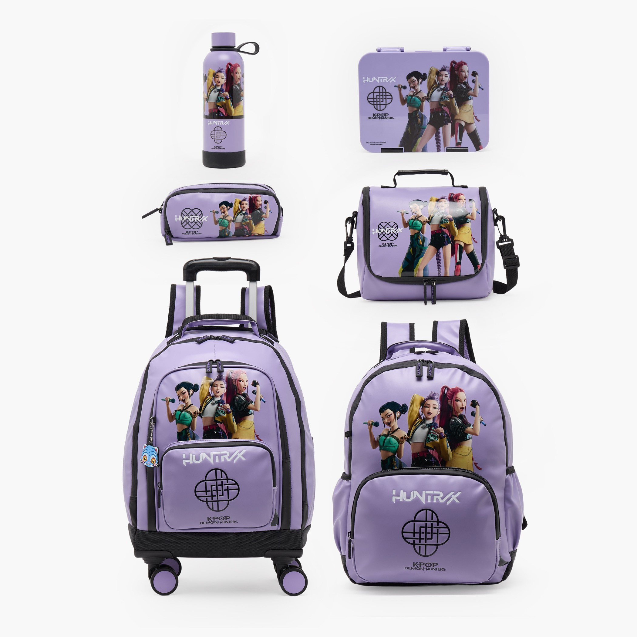 شنطة غداء بطبعة كيبوب ديمون هانتر من نتفليكس للبنات 8-12 سنة بسحاب إغلاق-school-lunchessentials-lunchbags-image-10