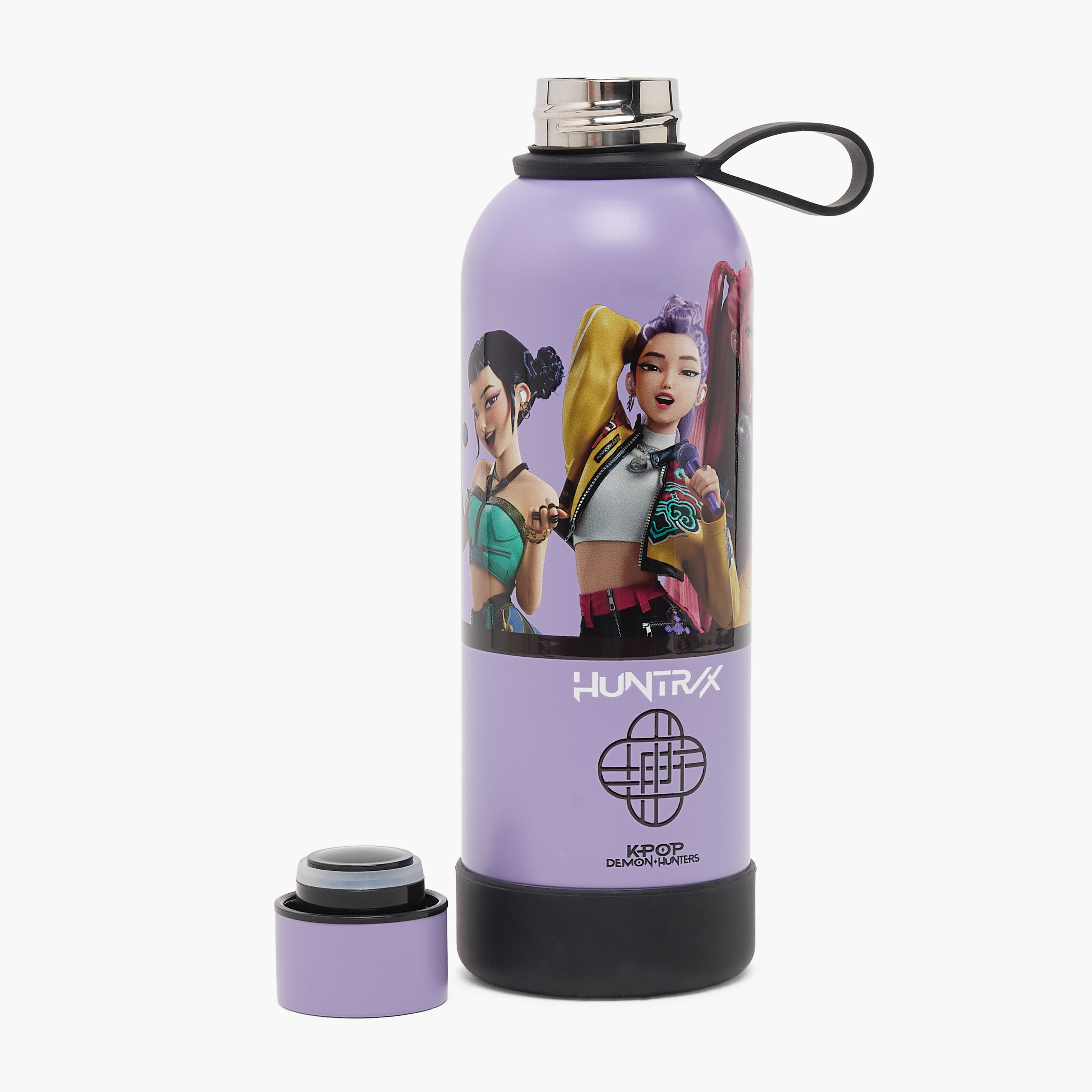 قارورة مياه ستانلس ستيل بطبعات كيبوب ديمون هنترز بمقبض حلقي من نتفليكس-school-waterbottles-image-2