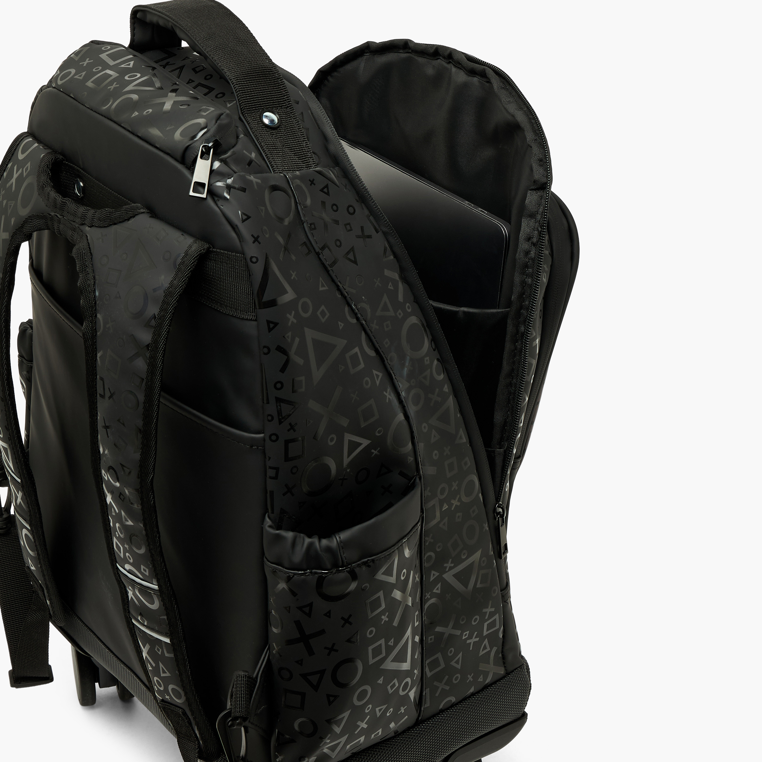 شنطة بعجلات بطبعات بلاي ستيشن للأولاد من 8 إلى 12 سنة بمقبض قابل للسحب - 18 بوصة-school-bagsandbackpacks-trolleybags-image-5