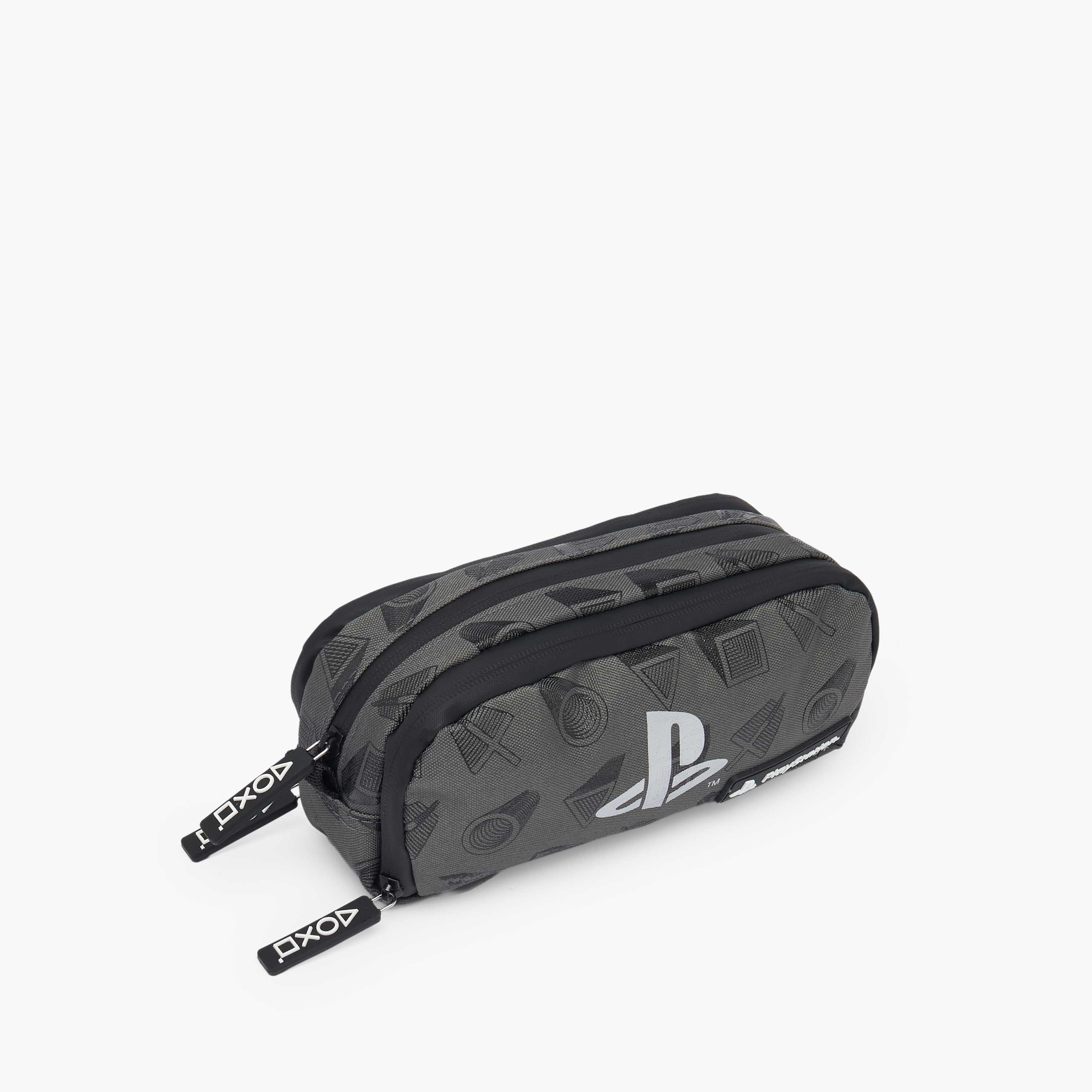 PlayStation Logo Print Pencil Pouch with 3 Compartments-school-stationery-pencilcases-image-2