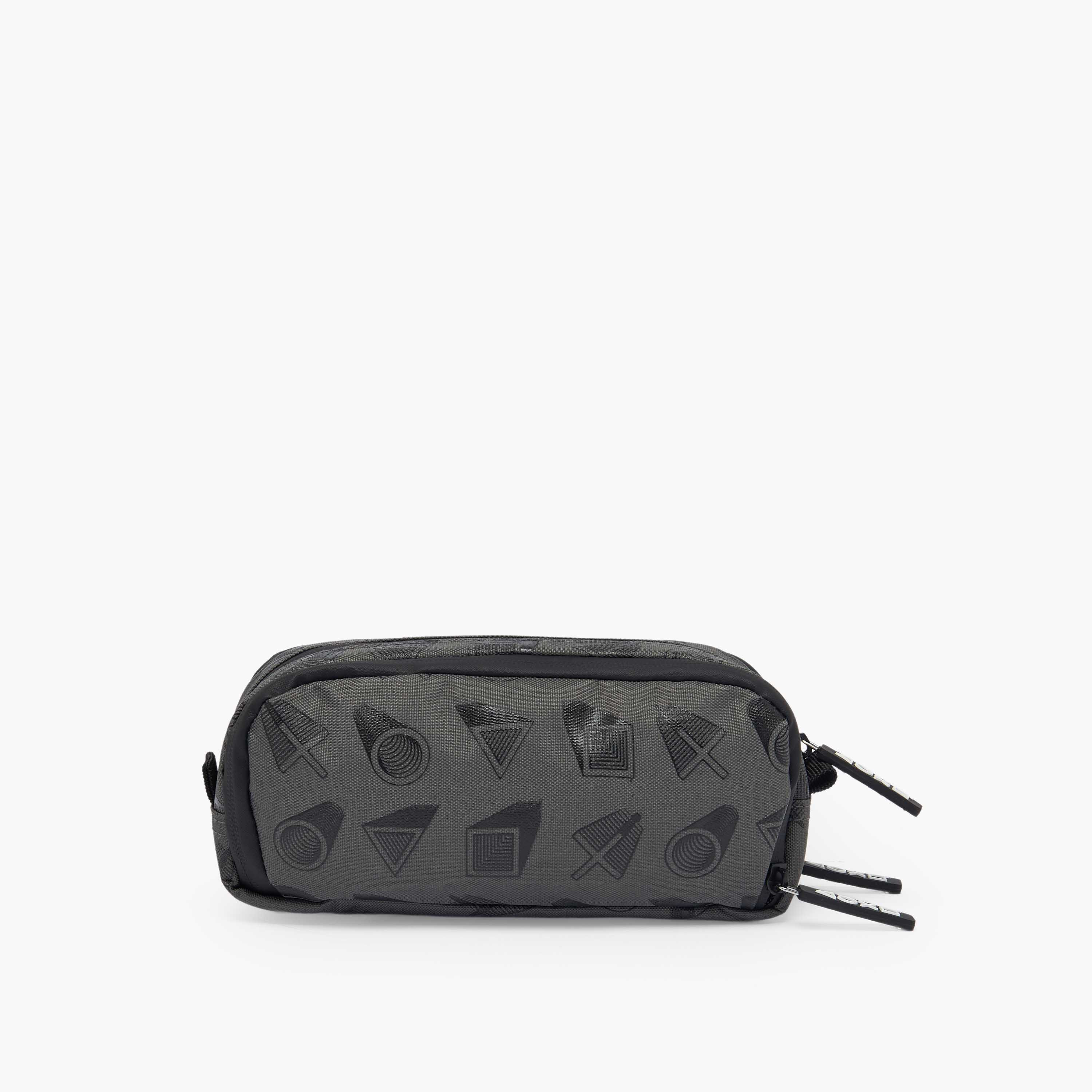 PlayStation Logo Print Pencil Pouch with 3 Compartments-school-stationery-pencilcases-image-3