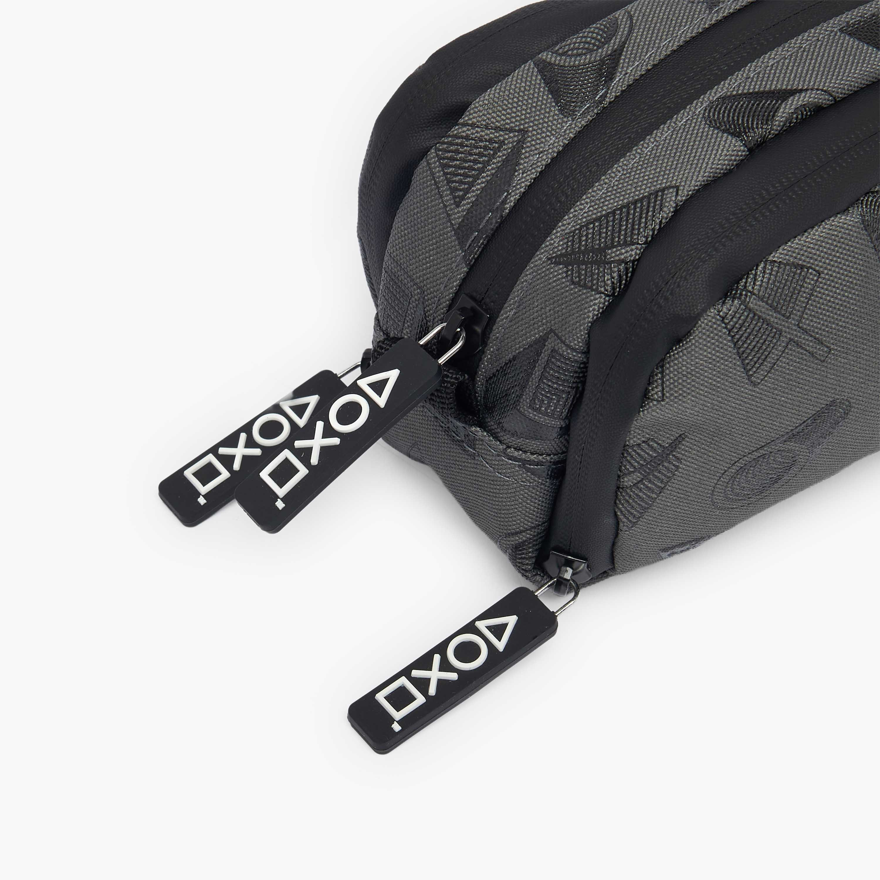 PlayStation Logo Print Pencil Pouch with 3 Compartments-school-stationery-pencilcases-image-4