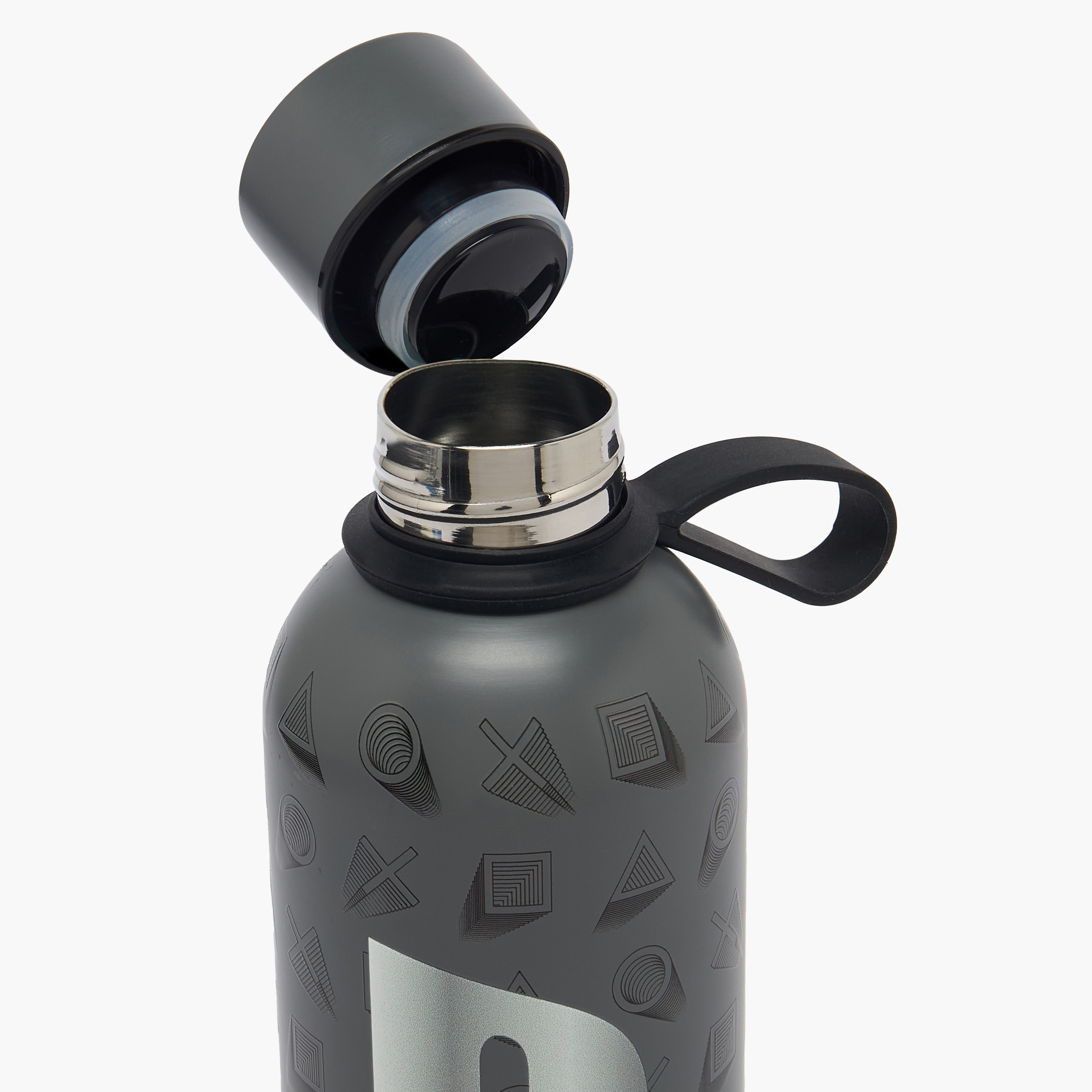 PlayStation Logo Print Stainless Steel Water Bottle with Screw Lid and Loop Handle - 500 ml-school-waterbottles-image-4