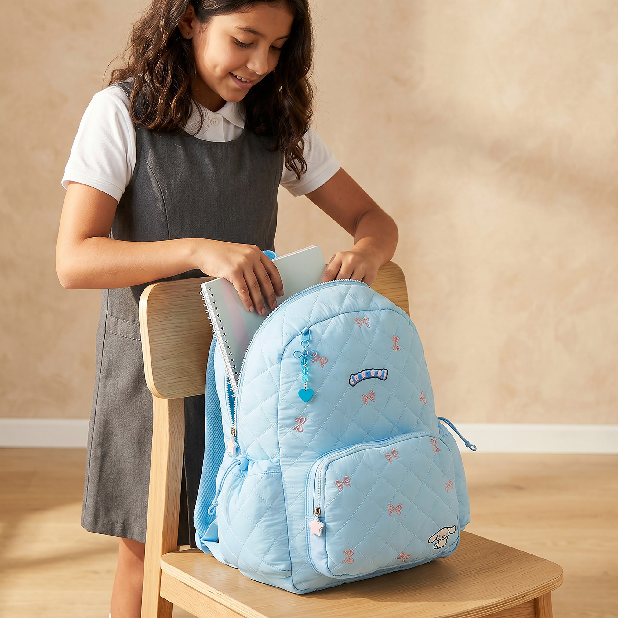 Sanrio Cinnamoroll Accent Backpack for Girls 5-8 Years with Padded Shoulder Straps - 17 inches-school-bagsandbackpacks-backpacks-image-1