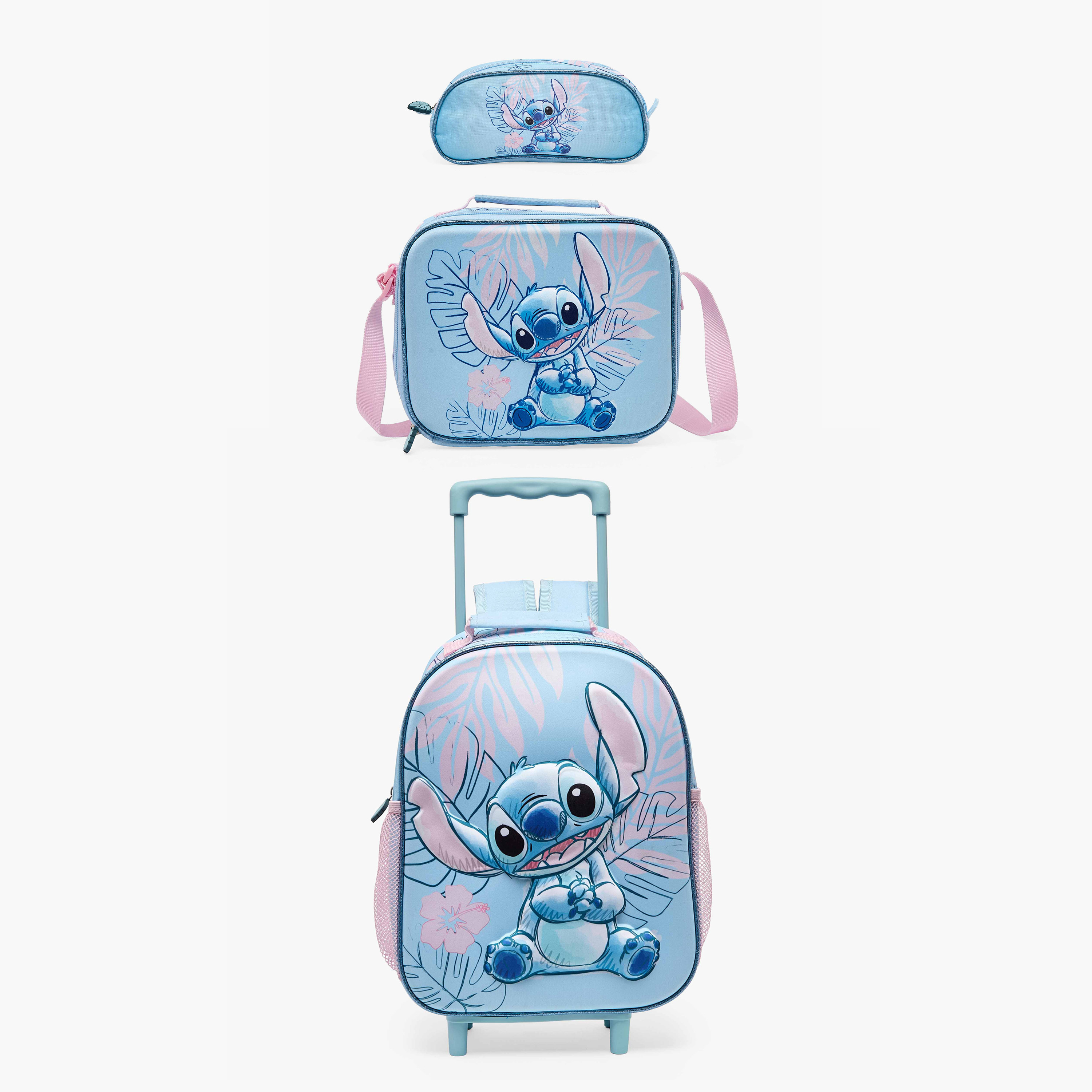 طقم شنطة ترولي مدرسية وشنطة غداء بطبعات ستيتش للبنات بعمر 2-5 سنوات من ديزني-school-bagsandbackpacks-trolleybags-image-2