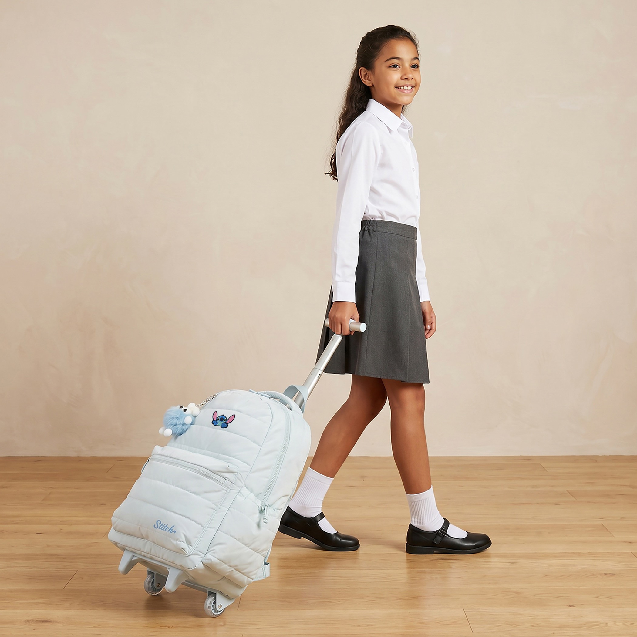 Disney Stitch Print Trolley Bag for Girls 8-12 Years with Laptop Compartment - 18 inches-school-bagsandbackpacks-trolleybags-image-3