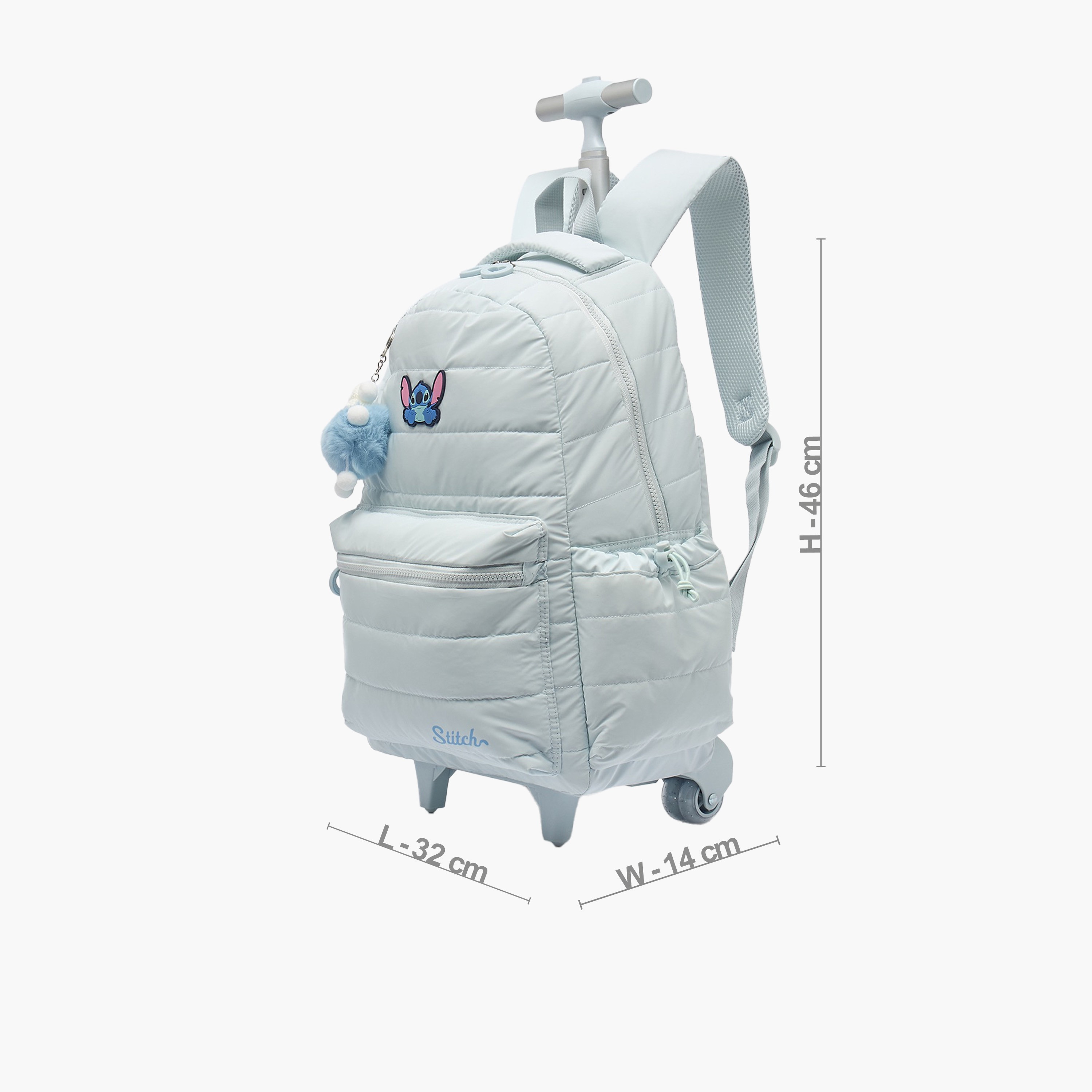 شنطة ترولي بقسم لابتوب وطبعات ستيتش للبنات بعمر 8-12 سنة من ديزني - 18 بوصة-school-bagsandbackpacks-trolleybags-image-7